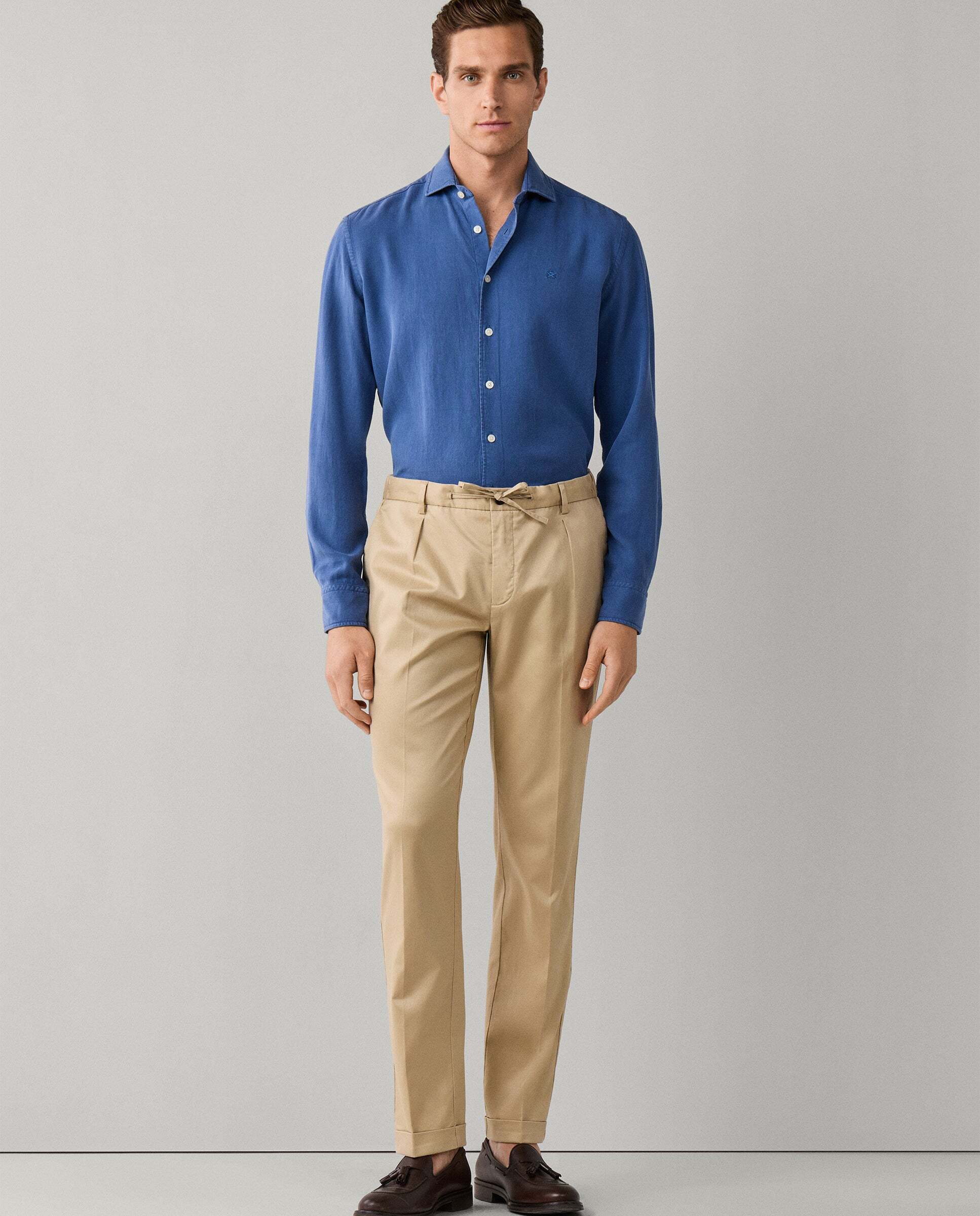 Pantalón de hombre con cordón fit relaxed regent - Hackett - Blanco Blanco-2