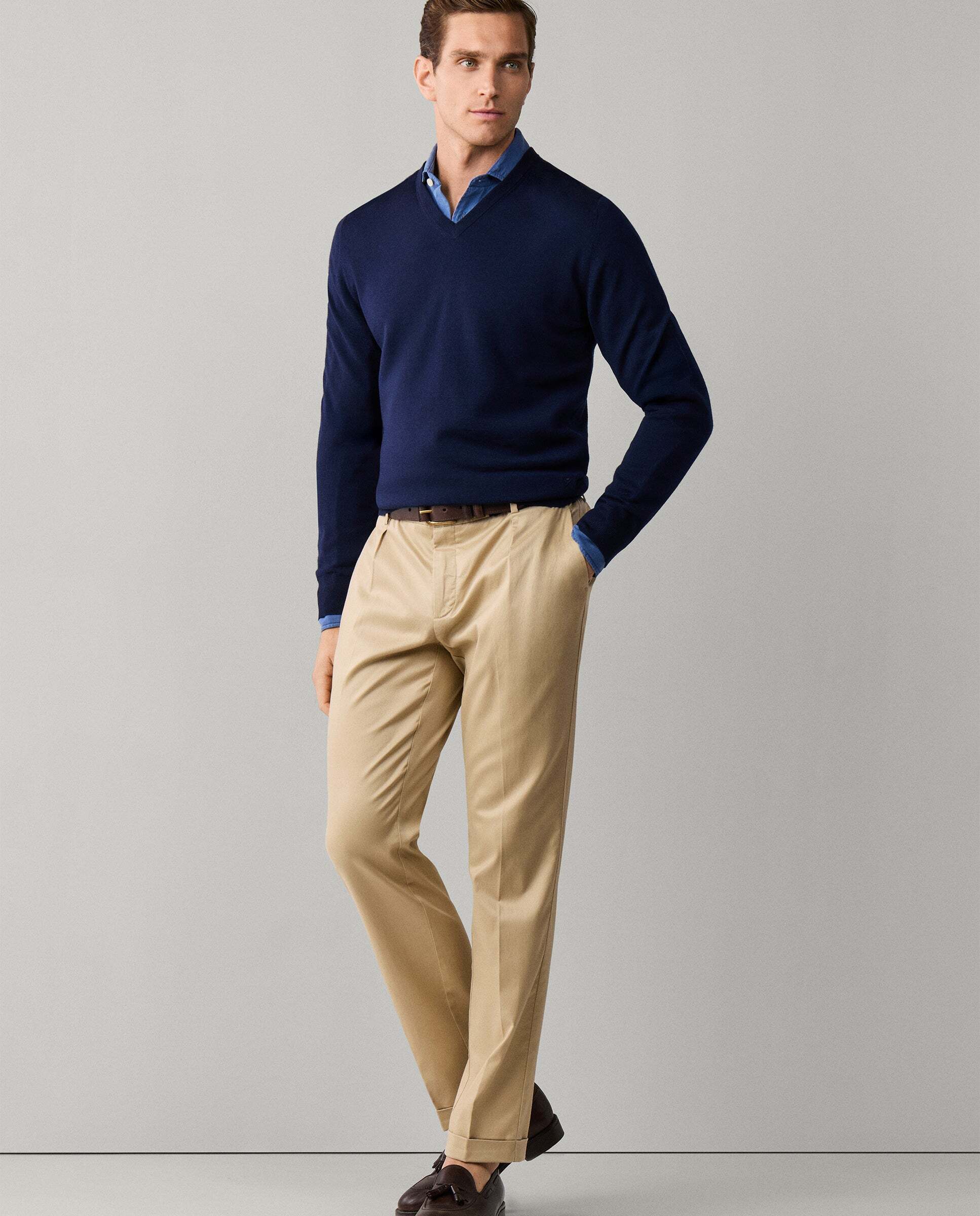 Pantalón de hombre con cordón fit relaxed regent - Hackett - Blanco Blanco-7