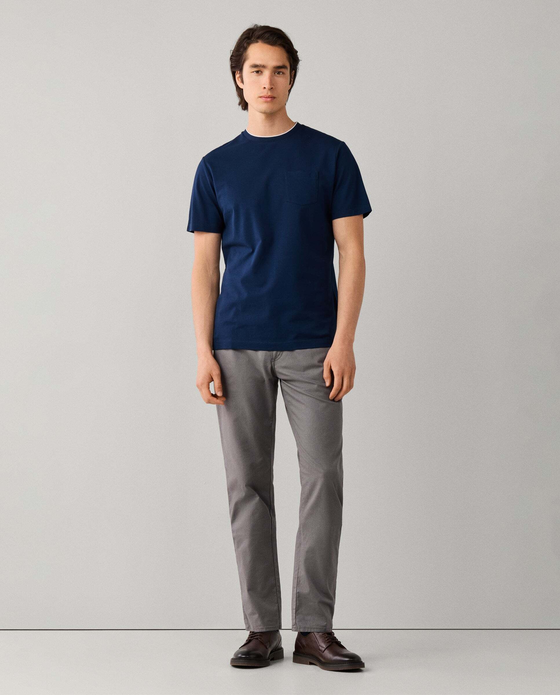 Pantalón trinity 5 bolsillos lona fit regular - Hackett - Azul marino Gris-2