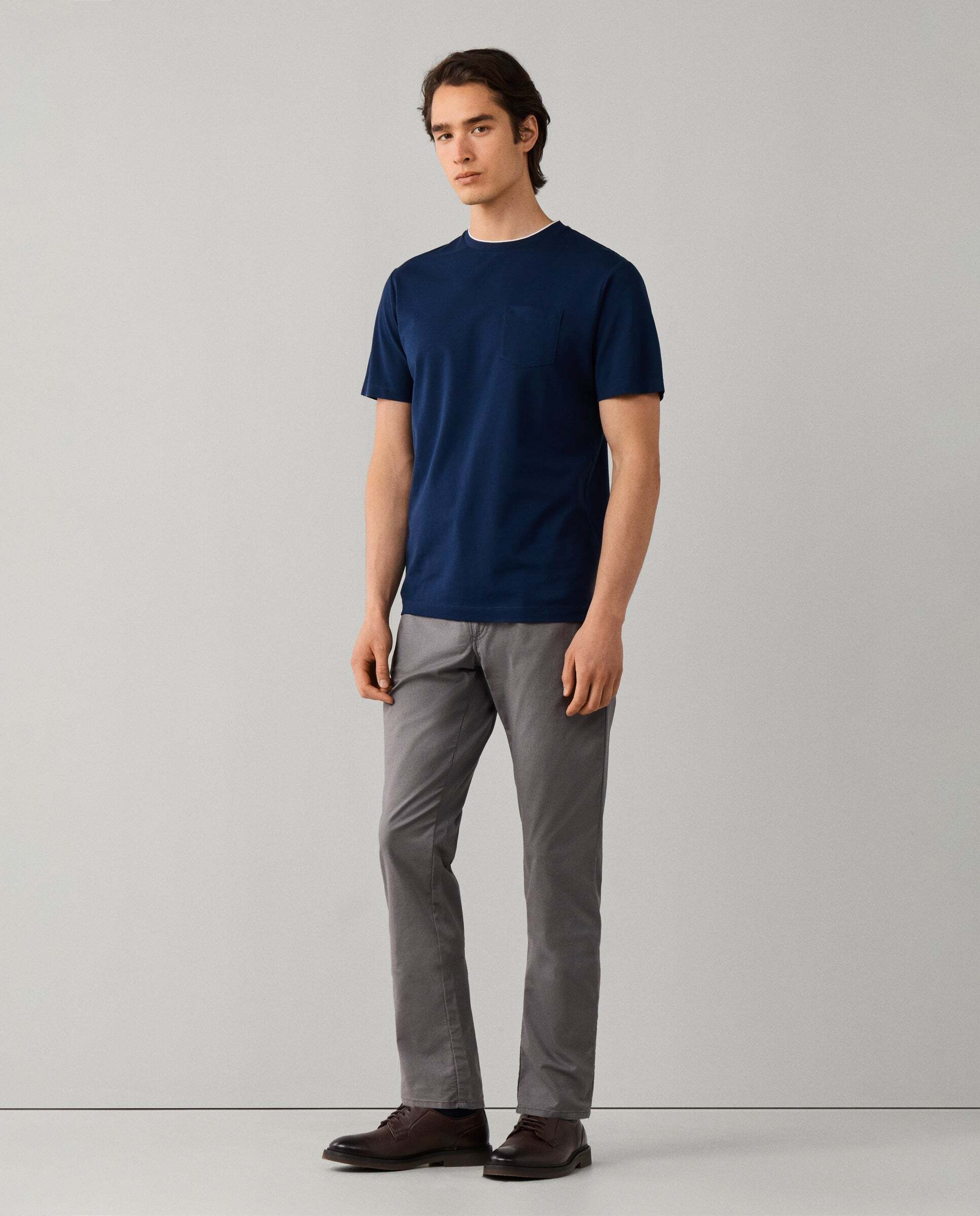 Pantalón trinity 5 bolsillos lona fit regular - Hackett - Azul marino Gris-5