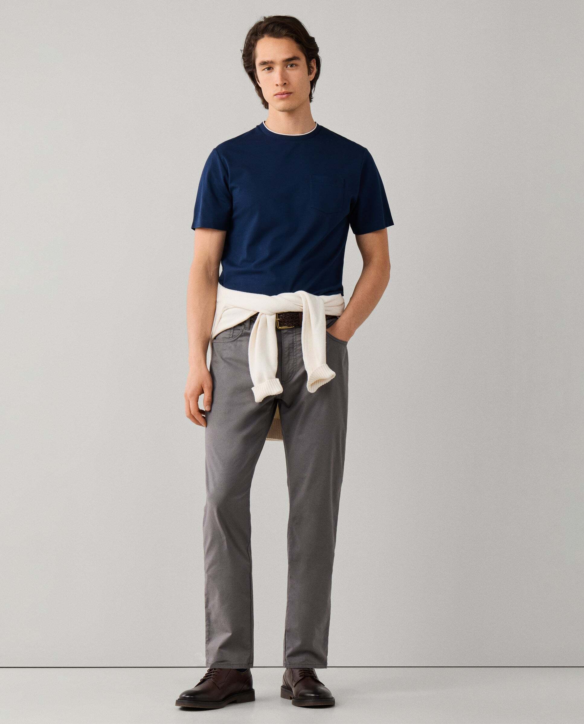 Pantalón trinity 5 bolsillos lona fit regular - Hackett - Azul marino Gris-6