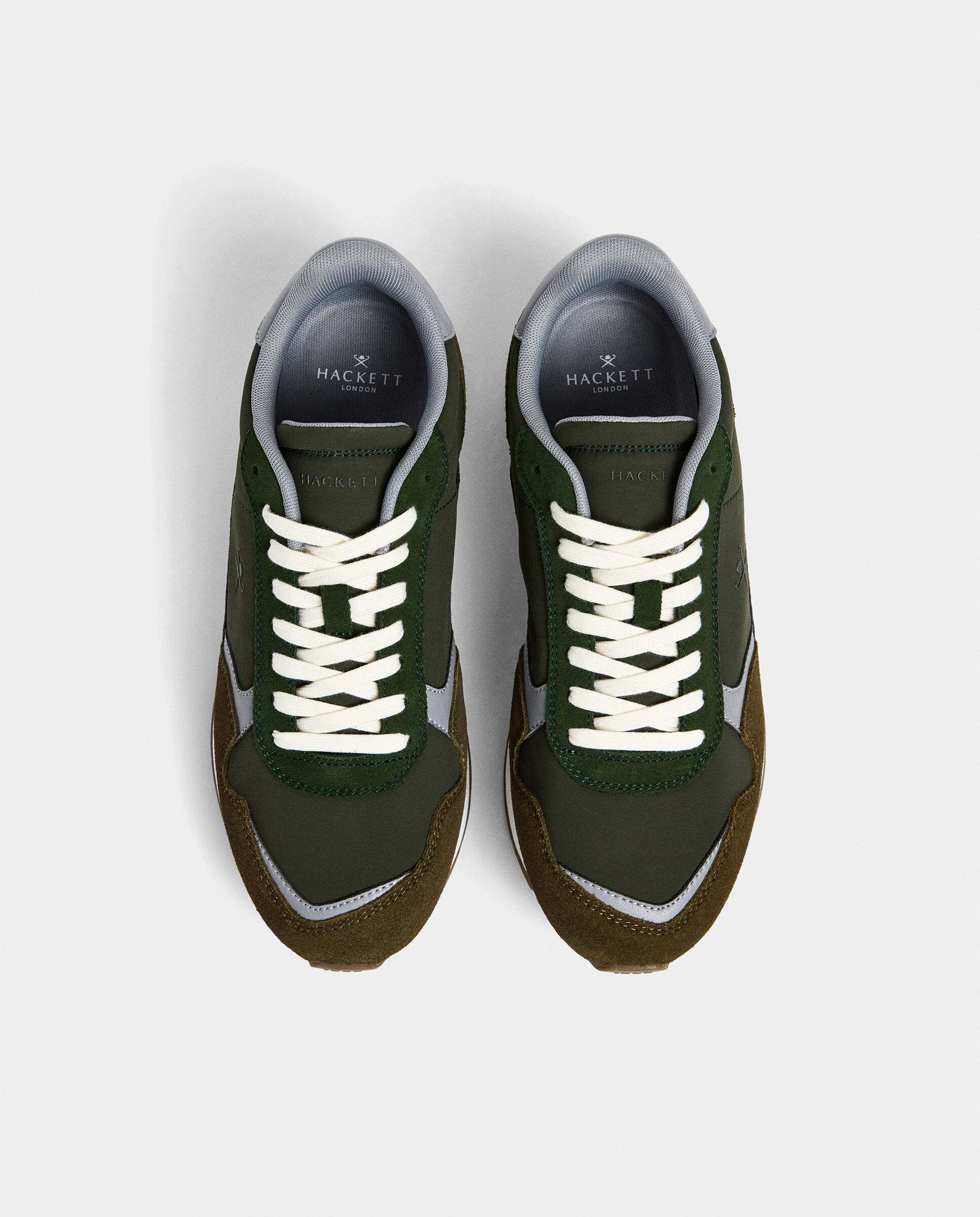 Zapatilla deportiva de hombre de running de piel y ante - Hackett - Kaki Kaki-3