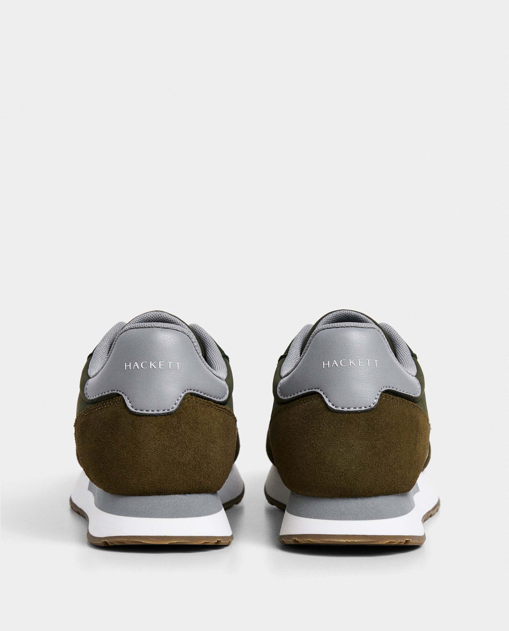 Zapatilla deportiva de hombre de running de piel y ante - Hackett - Kaki Kaki-4