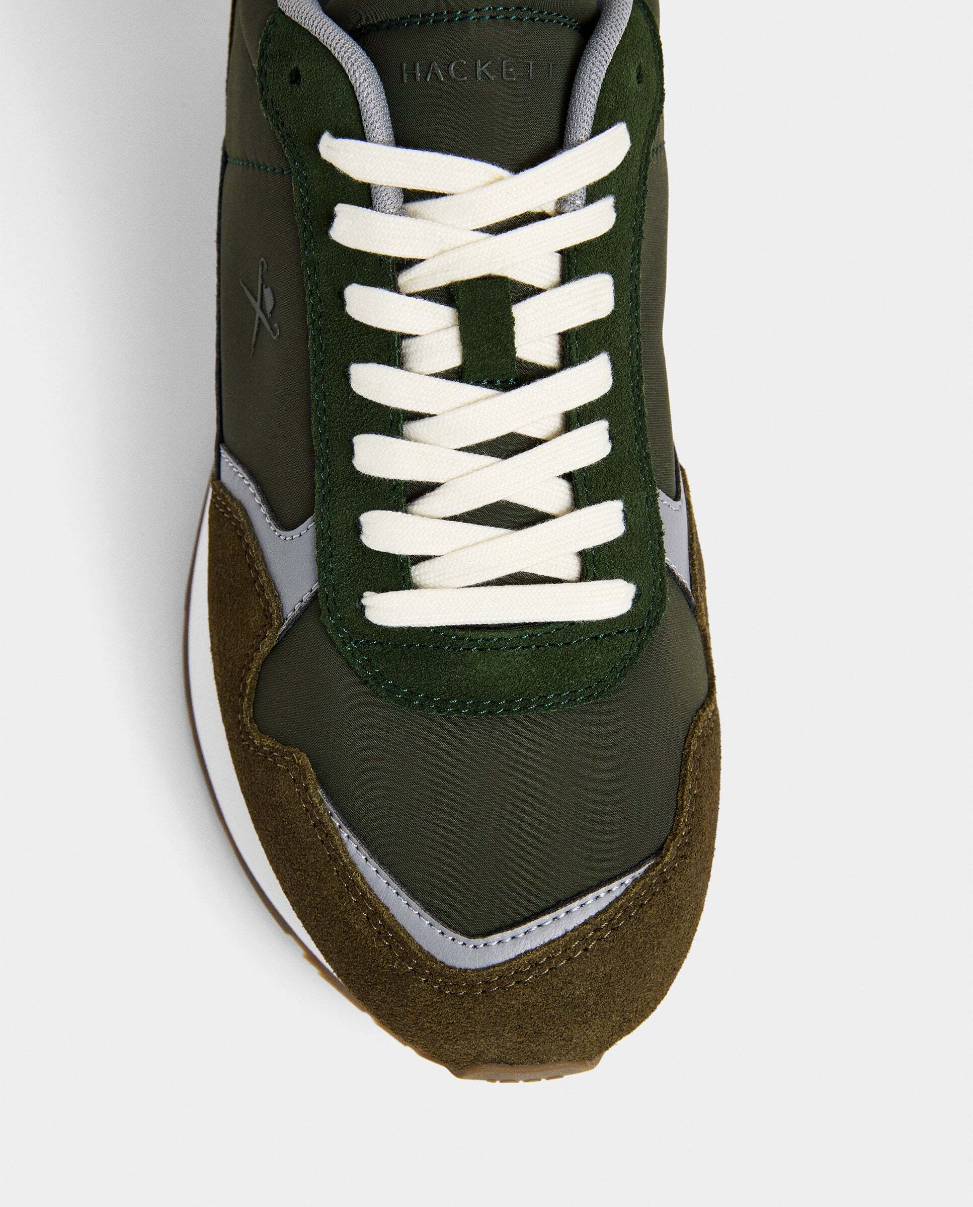 Zapatilla deportiva de hombre de running de piel y ante - Hackett - Kaki Kaki-5