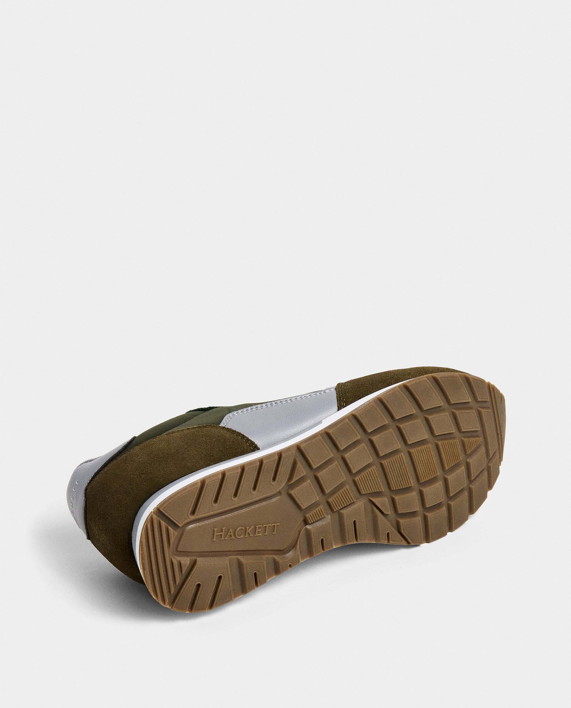 Zapatilla deportiva de hombre de running de piel y ante - Hackett - Kaki Kaki-6