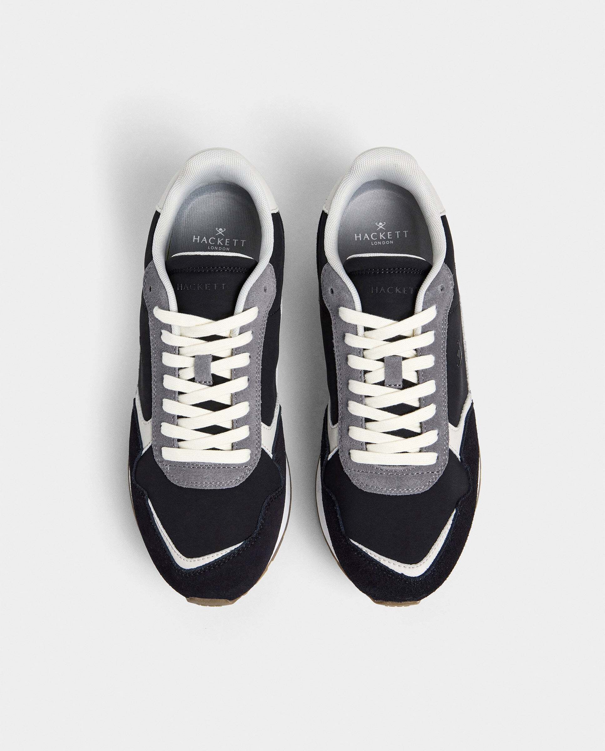 Zapatilla deportiva de hombre de running de piel y ante - Hackett - Negro Negro-3