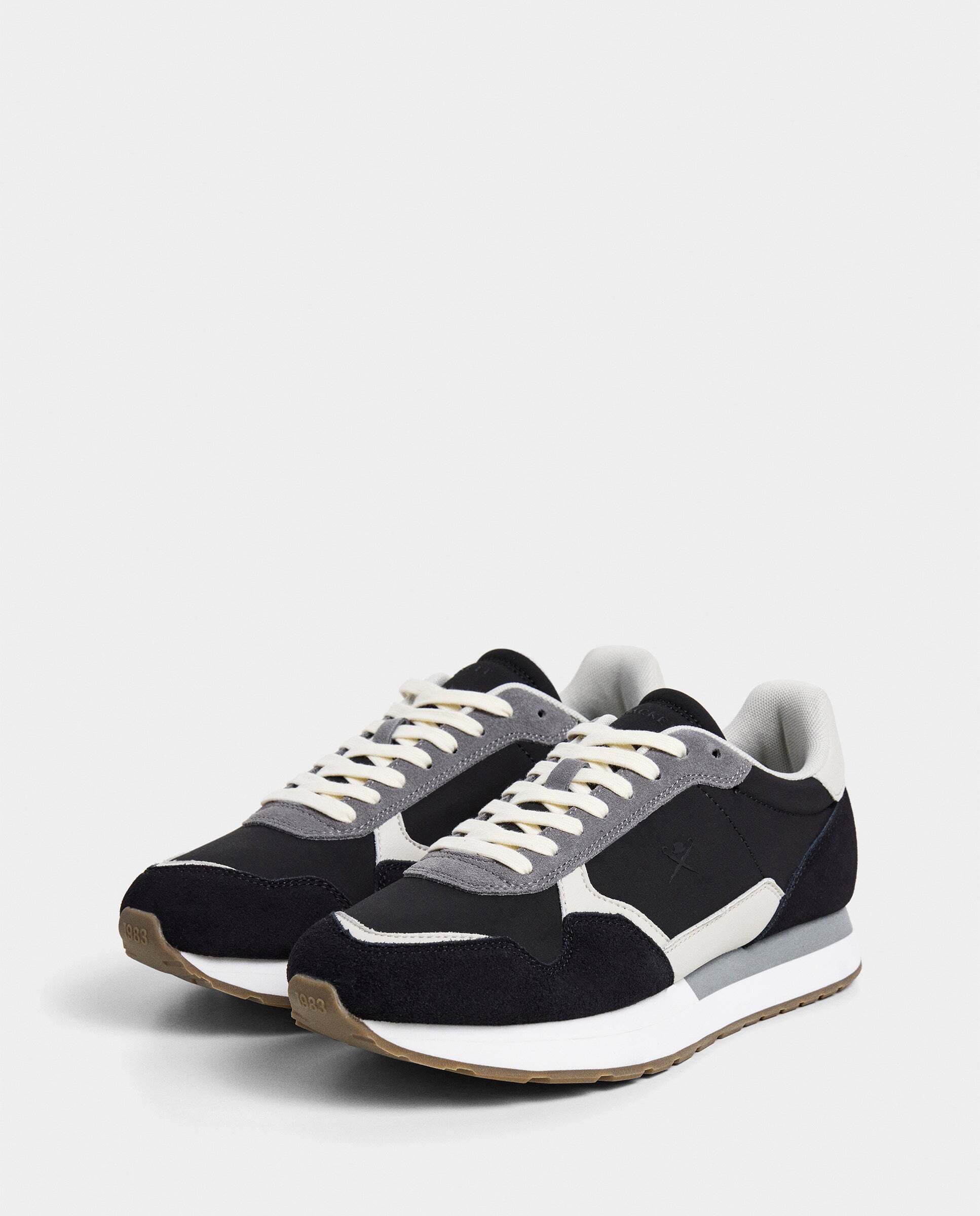 Zapatilla deportiva de hombre de running de piel y ante - Hackett - Negro Negro-2