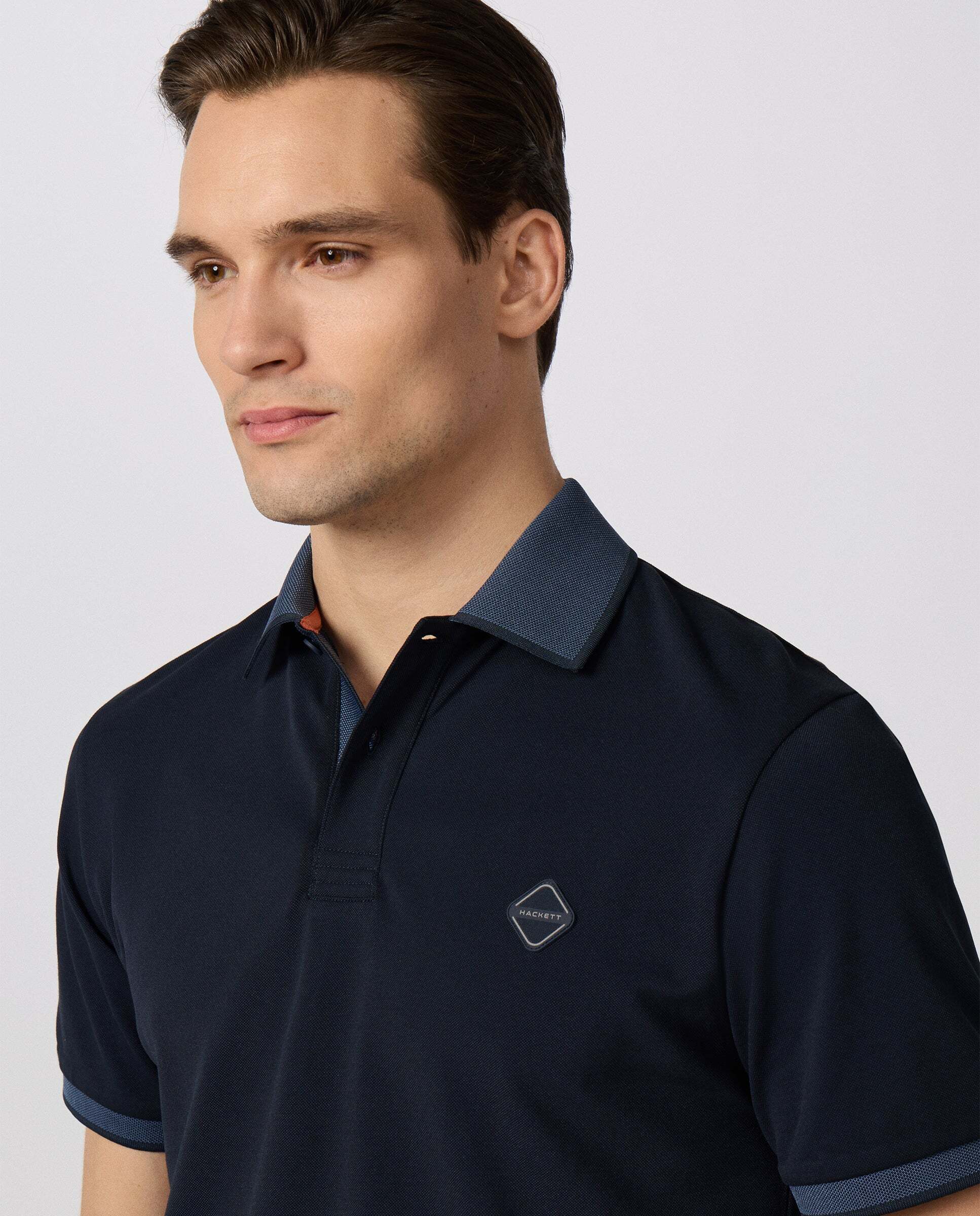 Polo de hombre bicolor manga corta fit clásico - Hackett - Azul marino Azul marino-4