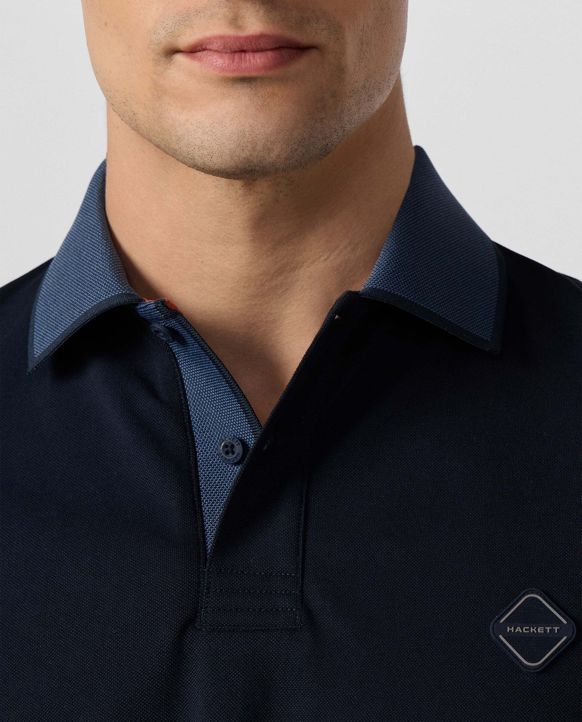 Polo de hombre bicolor manga corta fit clásico - Hackett - Azul marino Azul marino-5