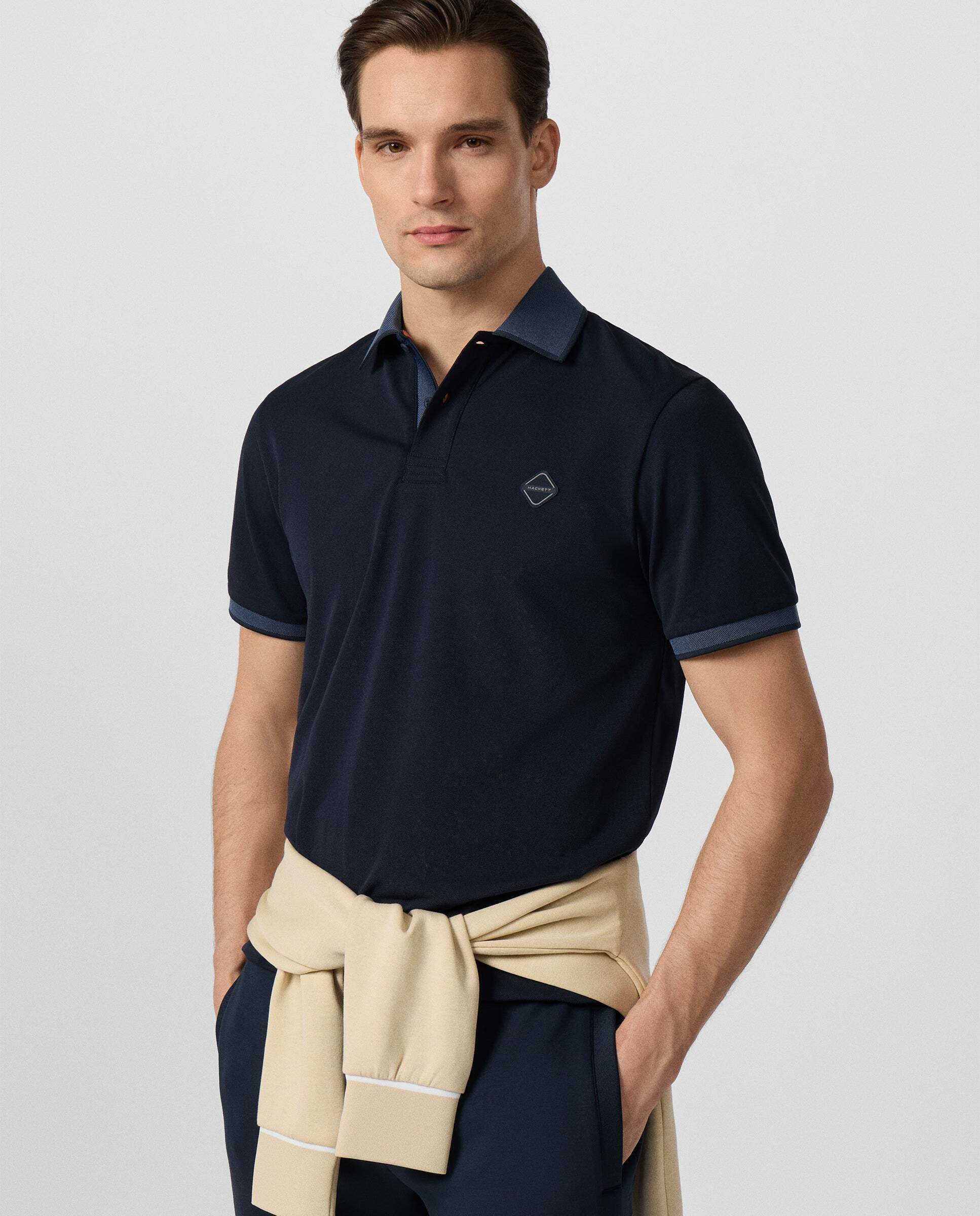Polo de hombre bicolor manga corta fit clásico - Hackett - Azul marino Azul marino-7