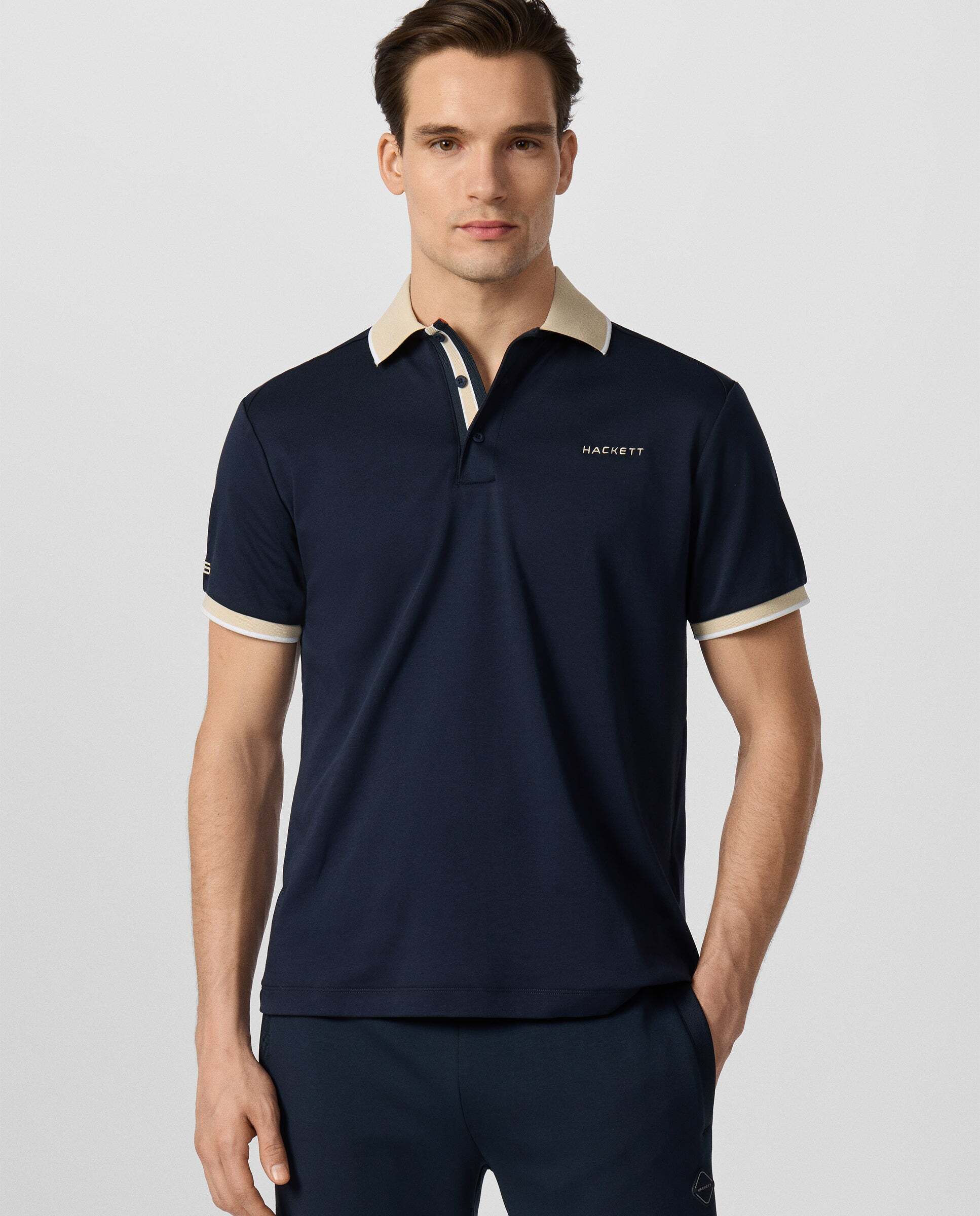 Polo de hombre resort manga corta fit clásico - Hackett - Azul Azul-1
