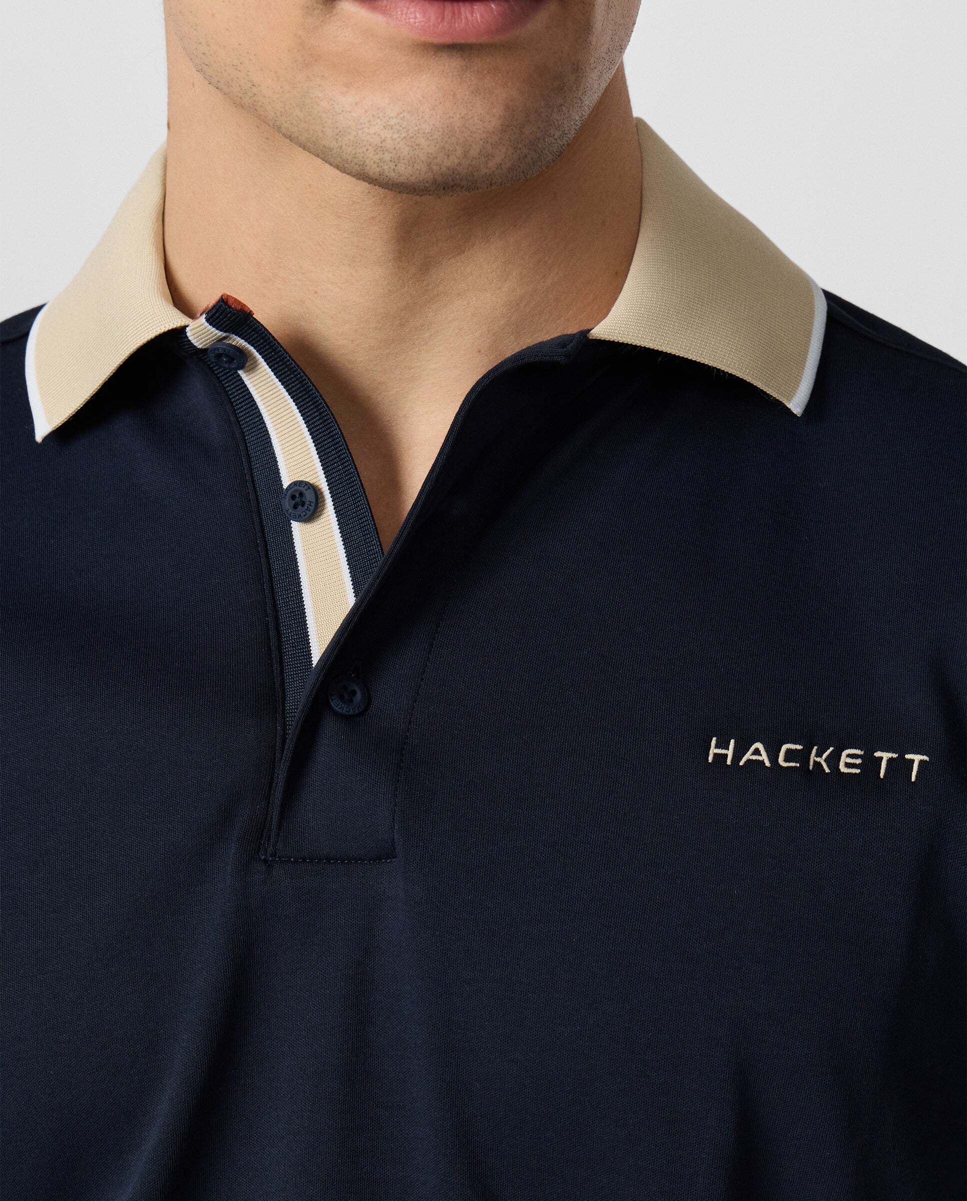 Polo de hombre resort manga corta fit clásico - Hackett - Azul Azul-5