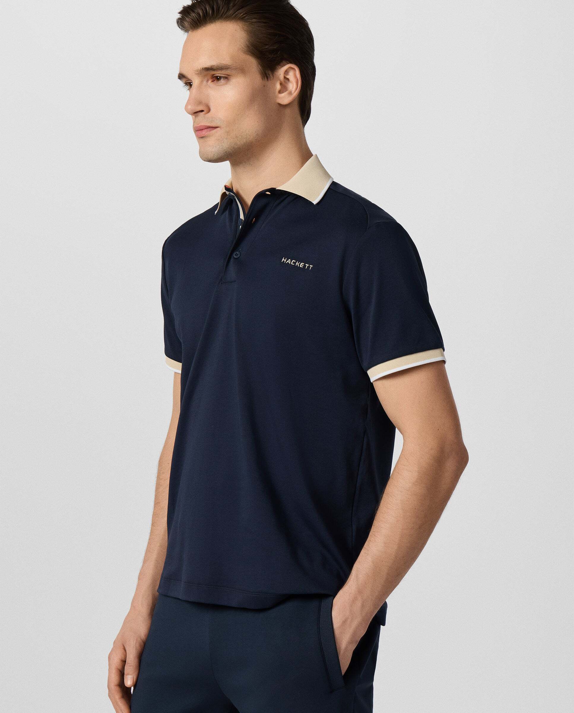 Polo de hombre resort manga corta fit clásico - Hackett - Azul Azul-6