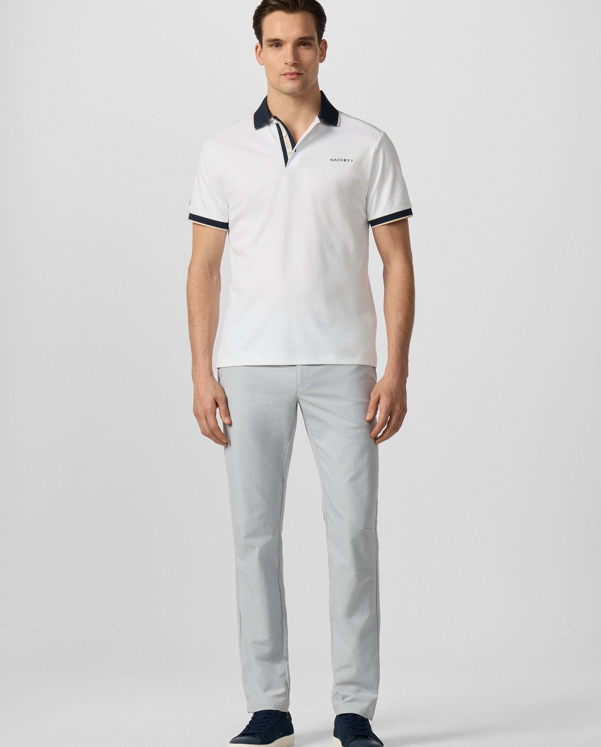 Polo de hombre resort manga corta fit clásico - Hackett - Blanco Blanco-2