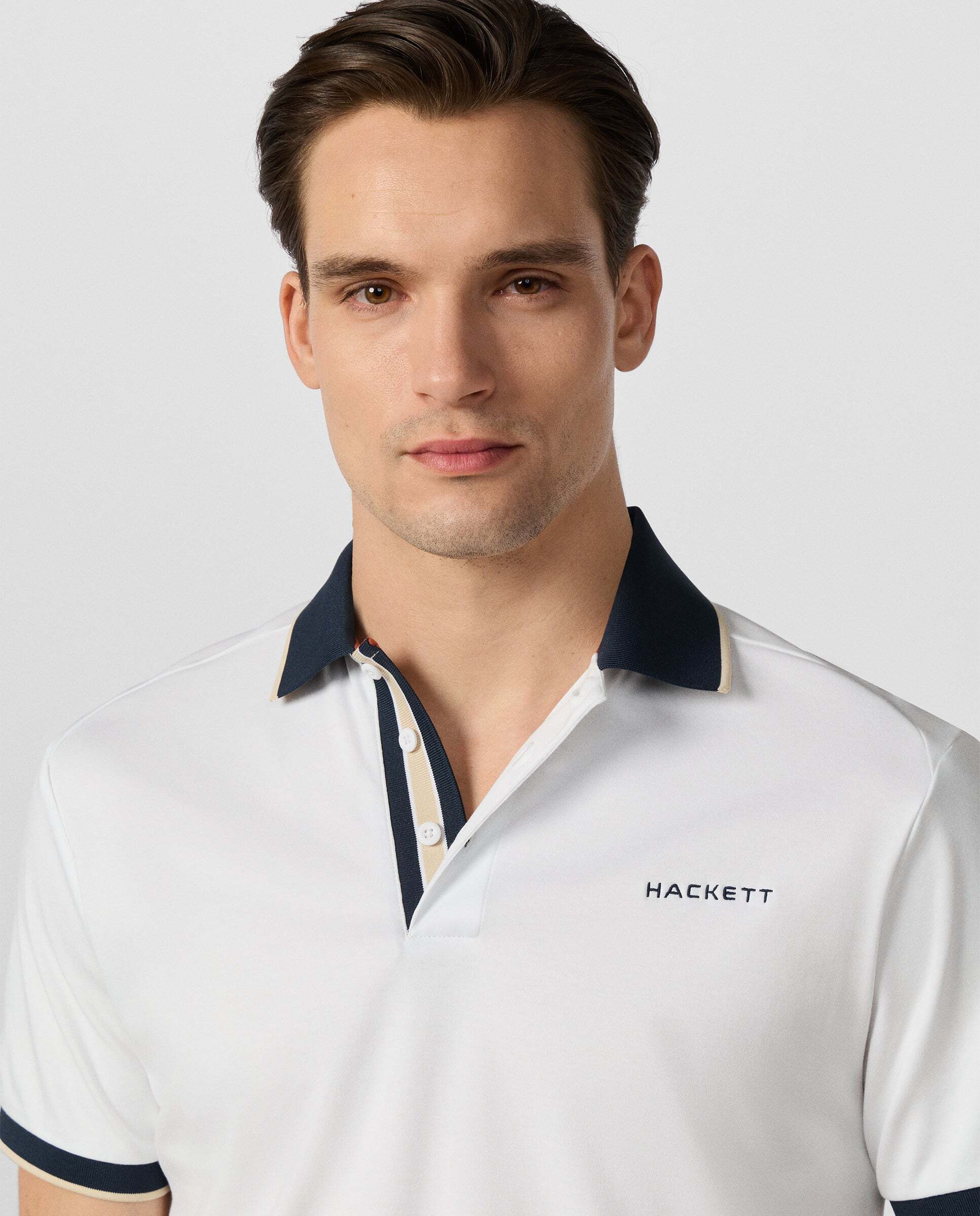Polo de hombre resort manga corta fit clásico - Hackett - Blanco Blanco-4
