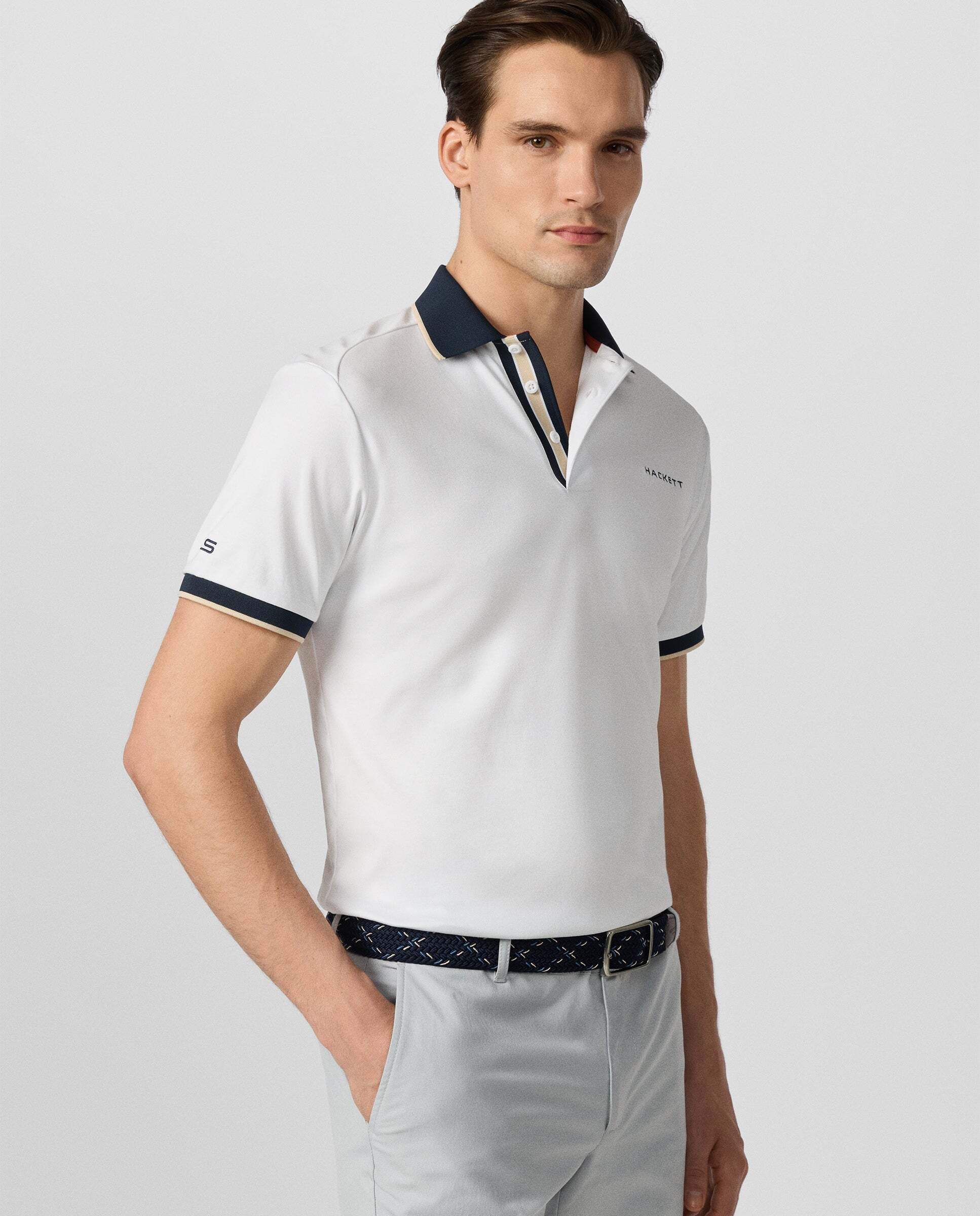 Polo de hombre resort manga corta fit clásico - Hackett - Blanco Blanco-7
