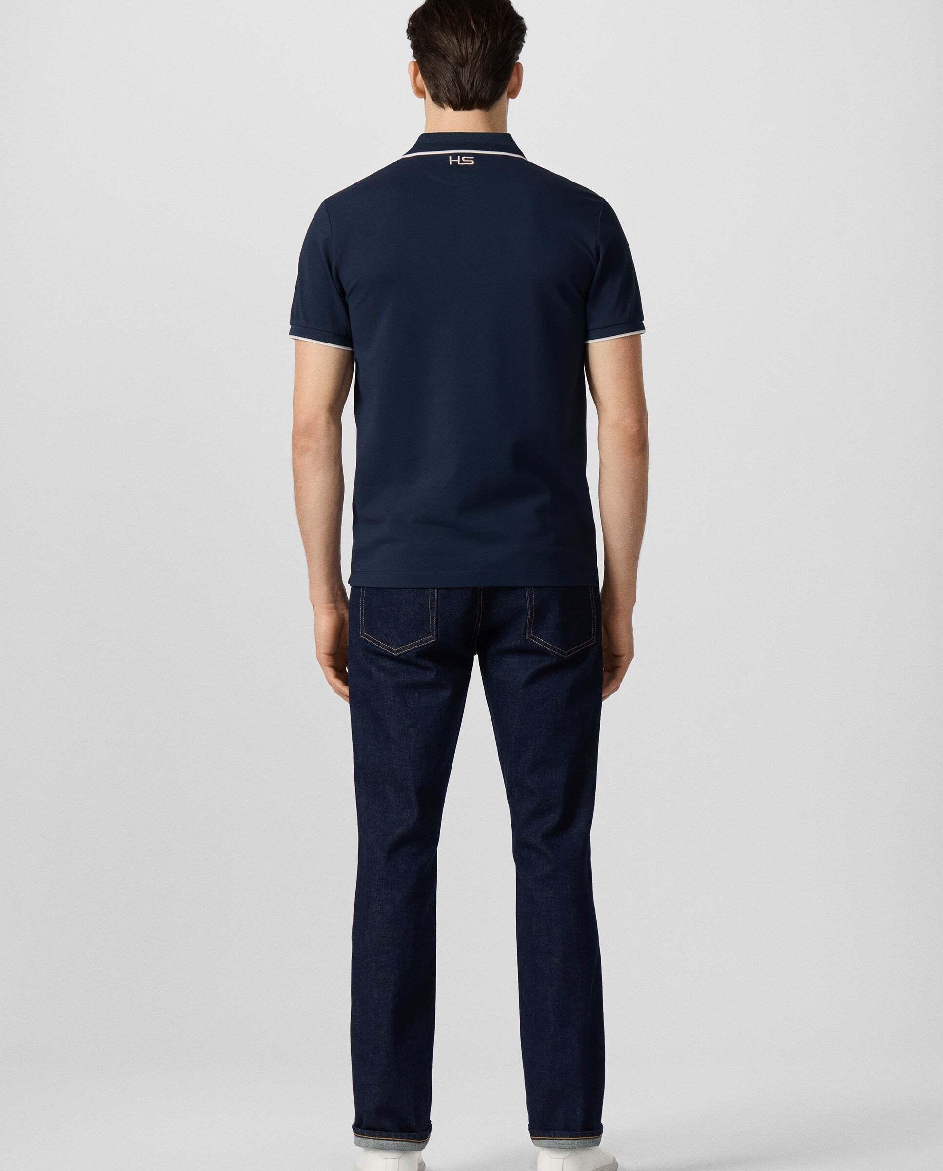 Polo de hombre de manga corta con ribete fit clásico - Hackett - Azul Azul-3