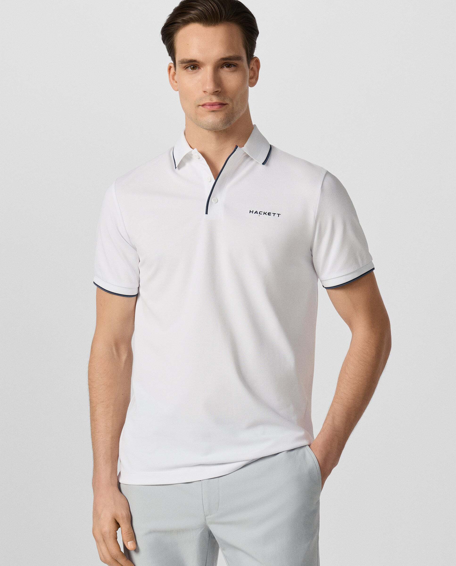 Imagen 0 de Polo de hombre de manga corta con ribete fit clásico Blanco