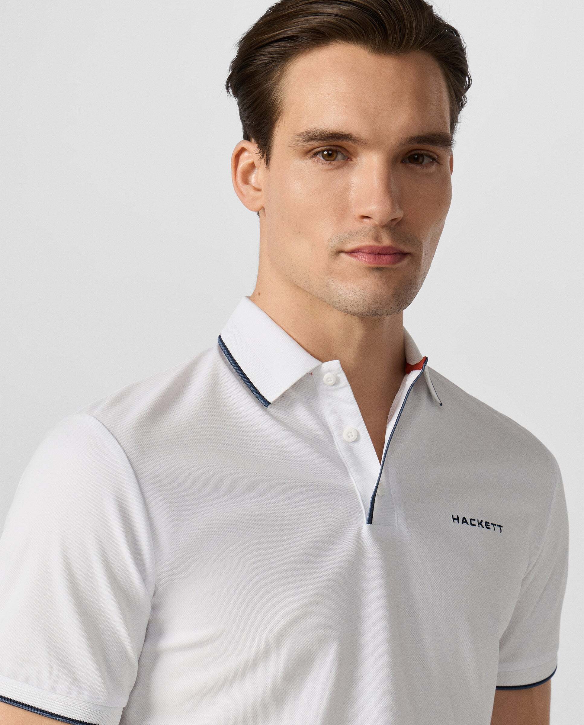 Polo de hombre de manga corta con ribete fit clásico - Hackett - Blanco Blanco-4