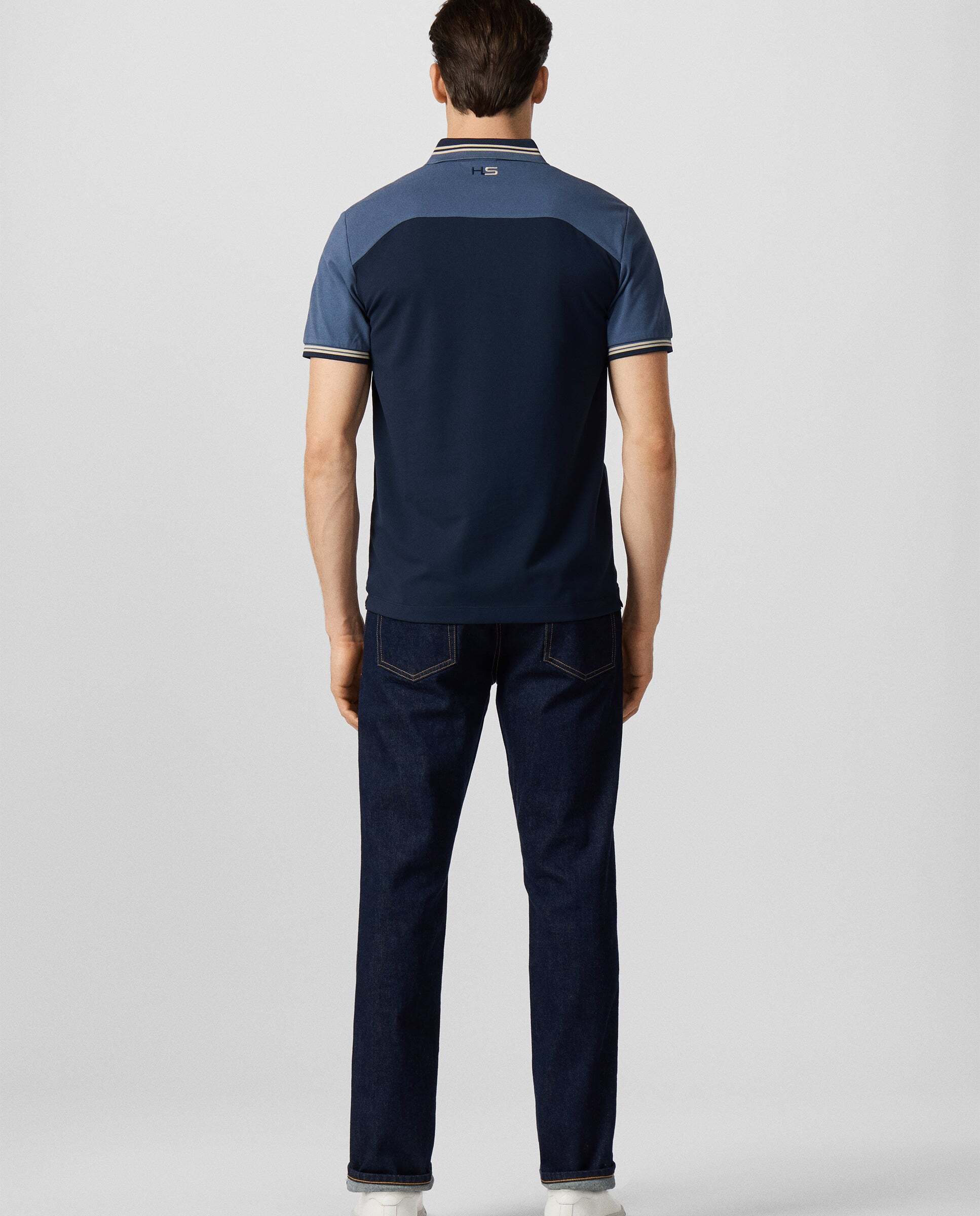Polo de hombre color block manga corta fit clásico - Hackett - Azul Azul-3