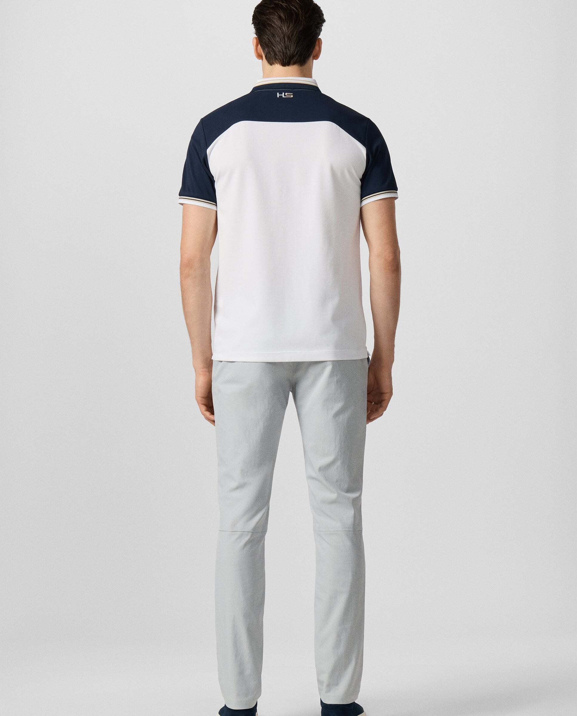 Polo de hombre color block manga corta fit clásico - Hackett - Blanco Blanco-3