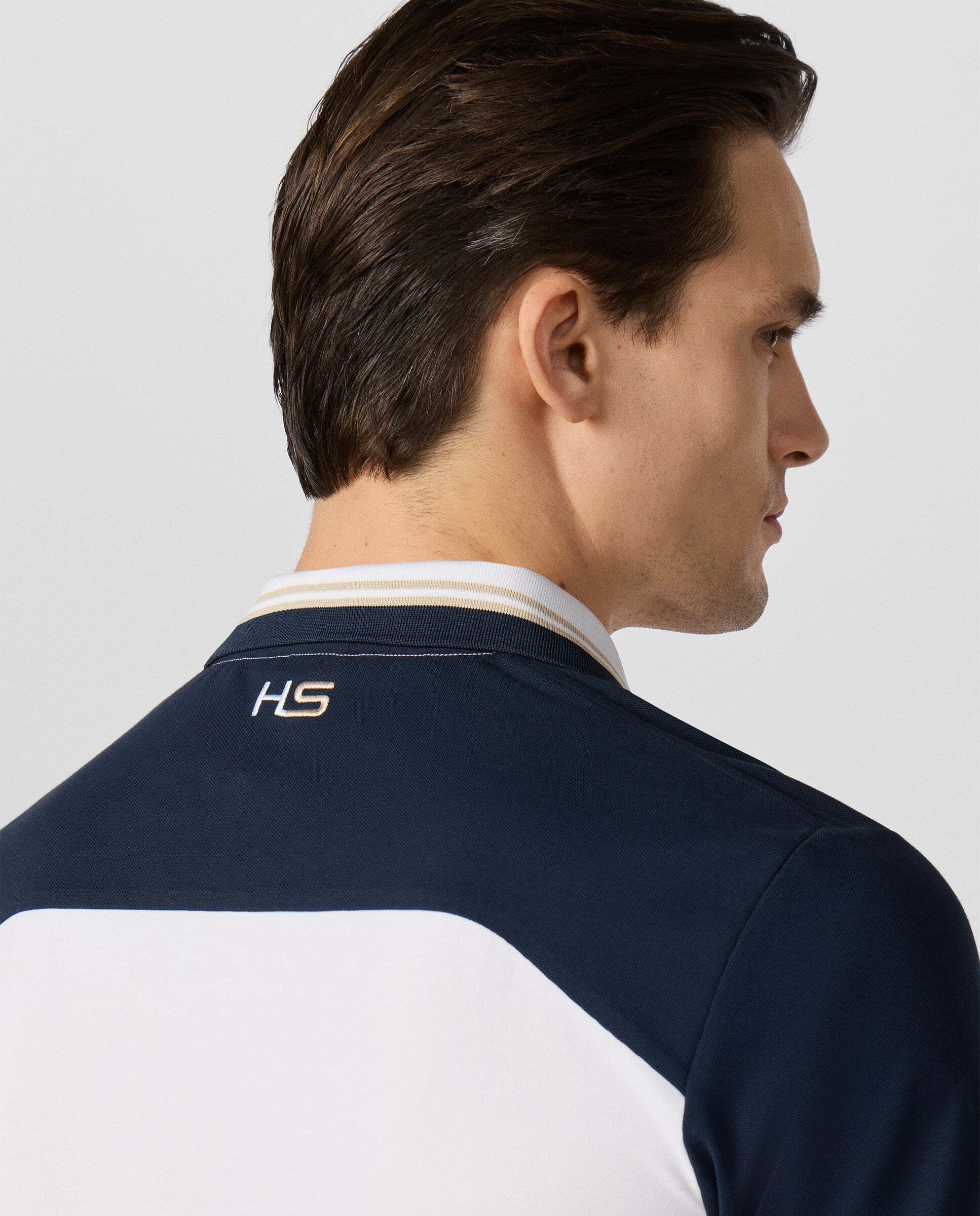 Polo de hombre color block manga corta fit clásico - Hackett - Blanco Blanco-5