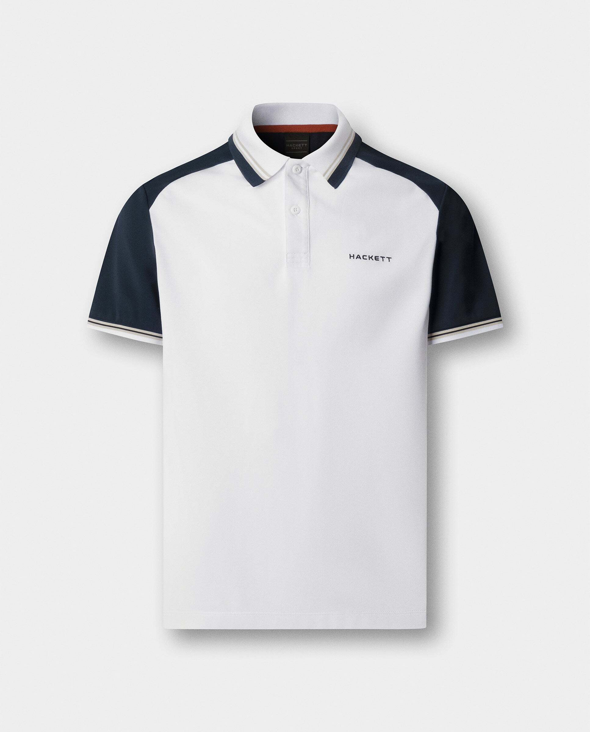 Polo de hombre color block manga corta fit clásico - Hackett - Blanco Blanco-10