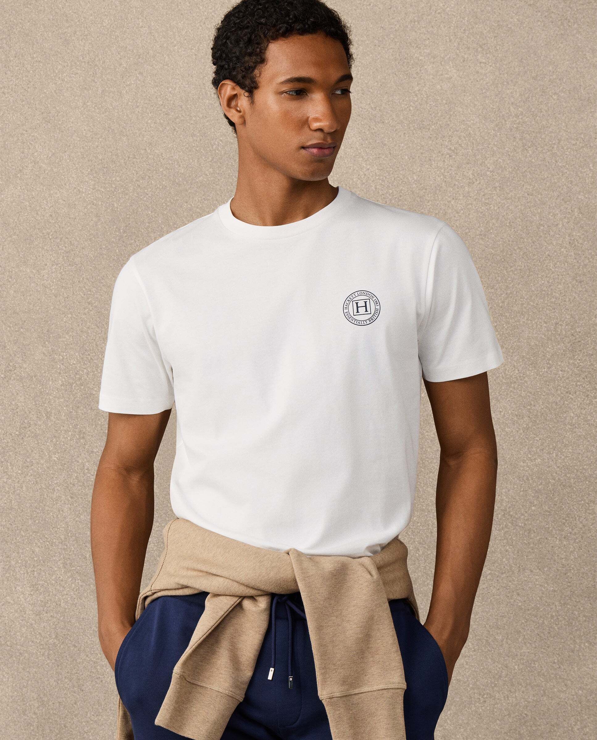 Camiseta de hombre logo fit clásico - Hackett - Natural Natural-8