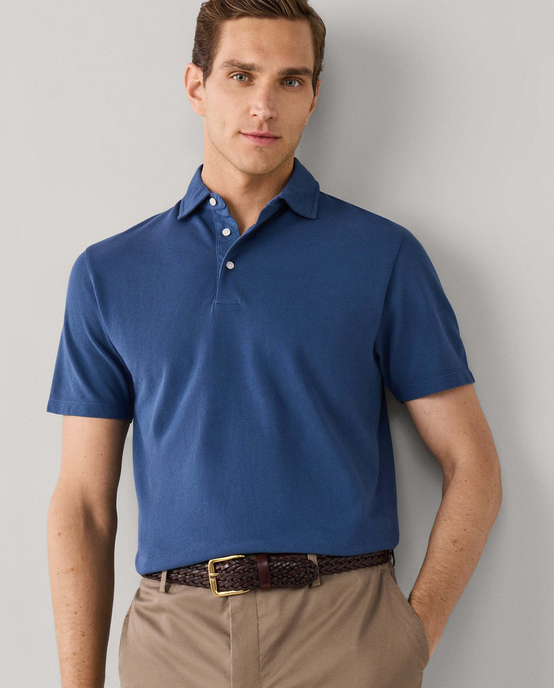 Polo de hombre piqué manga corta fit clásico - Hackett - Azul Azul-8