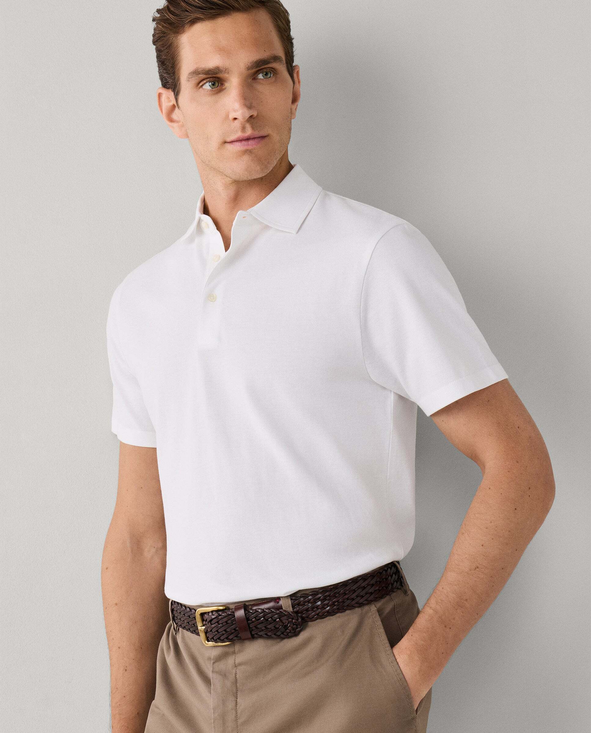 Polo de hombre piqué manga corta fit clásico - Hackett - Blanco Blanco-7