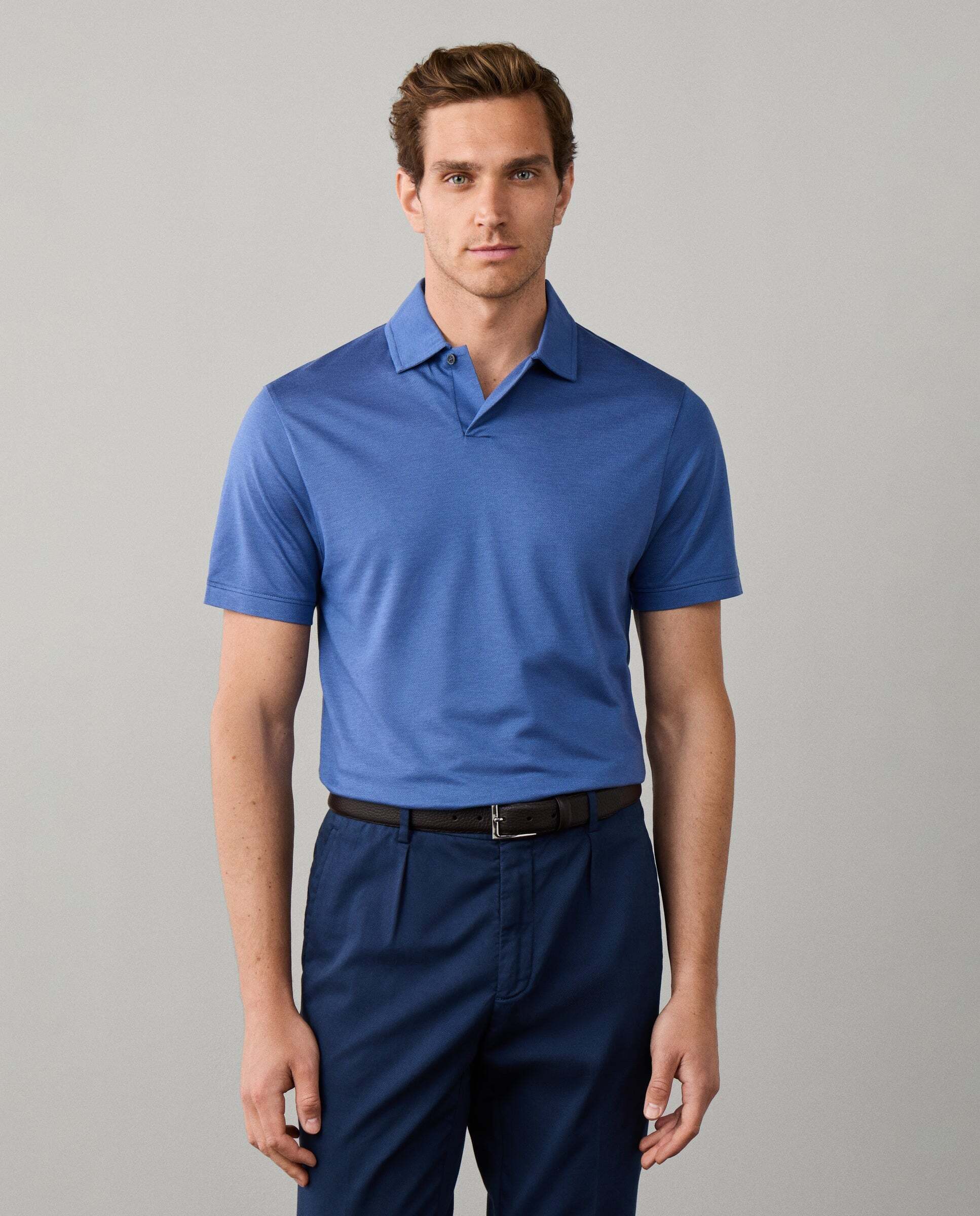 Imagen 0 de Polo de hombre de viaje manga corta fit clásico Azul
