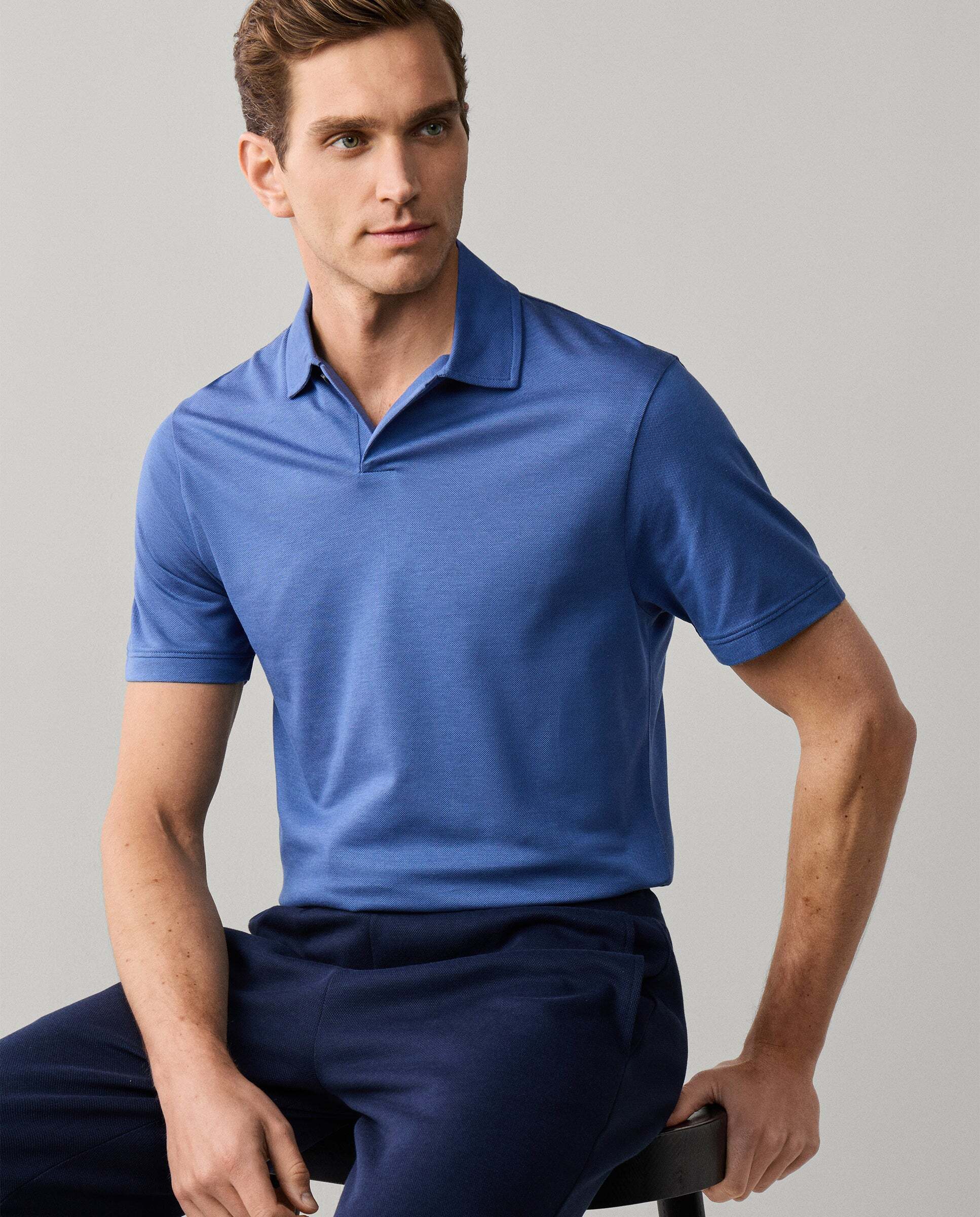Polo de hombre de viaje manga corta fit clásico - Hackett - Azul Azul-8
