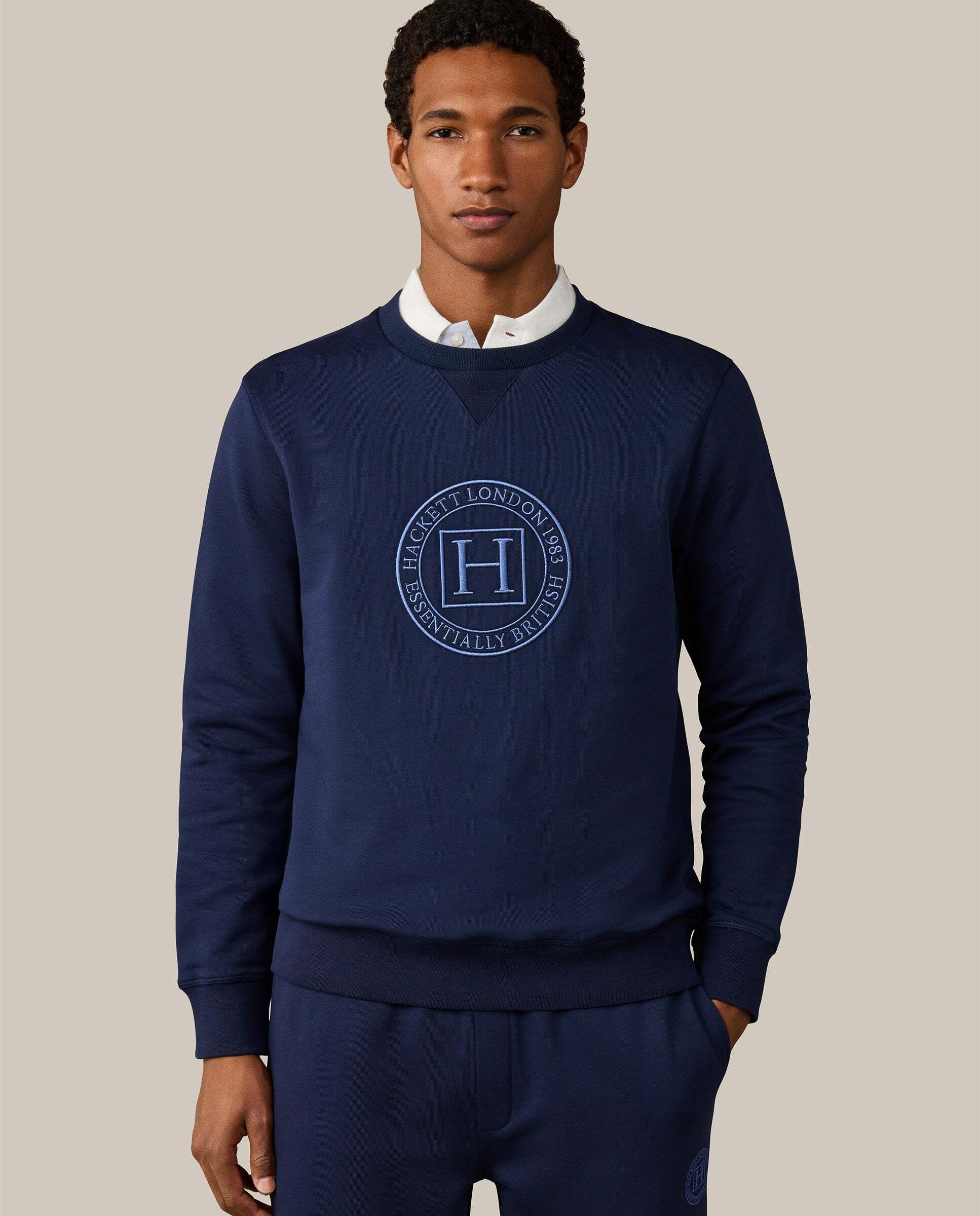 Hackett - Sudadera de hombre cuello redondo con logo h.