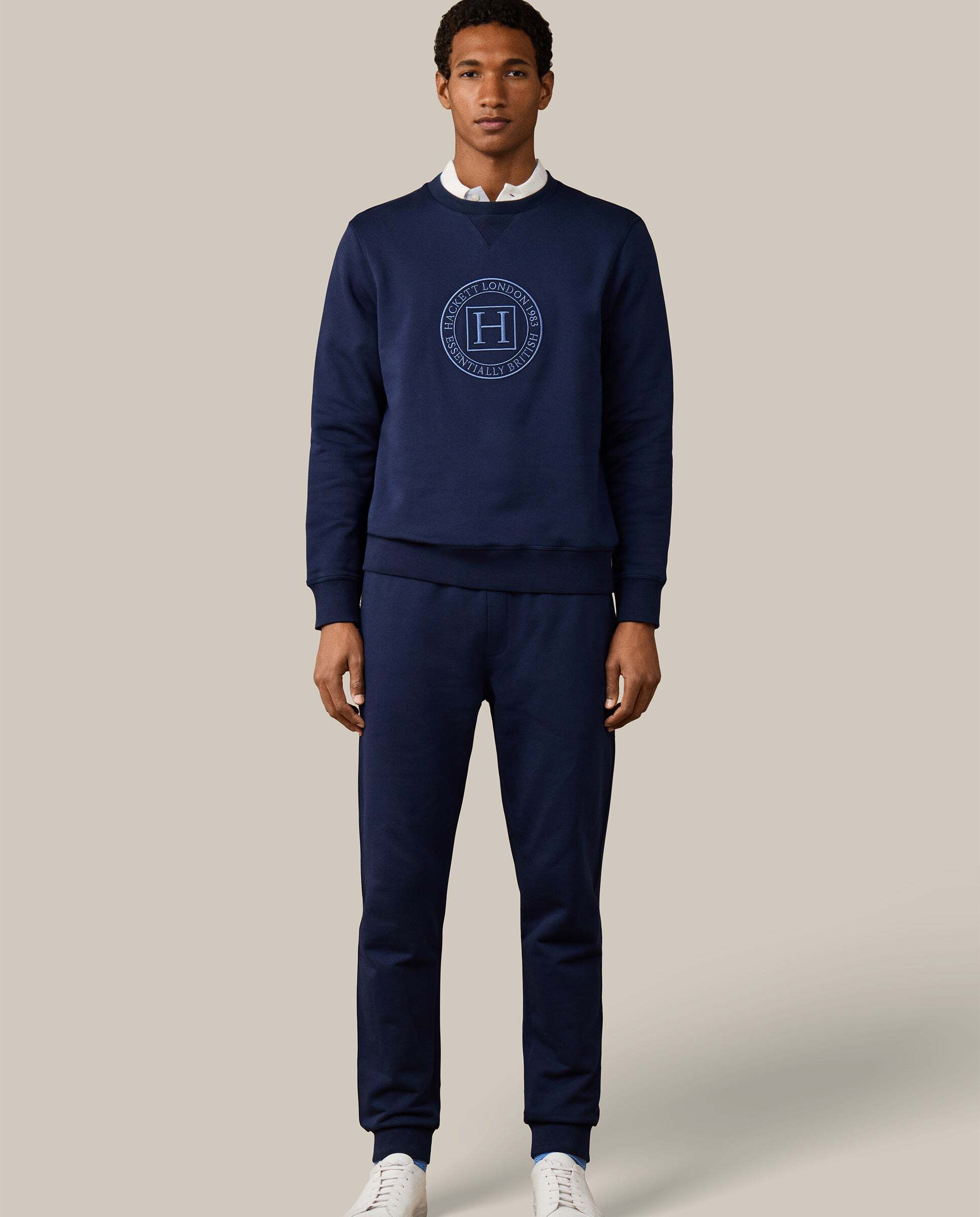 Sudadera de hombre cuello redondo con logo h - Hackett - Azul marino Azul marino-2