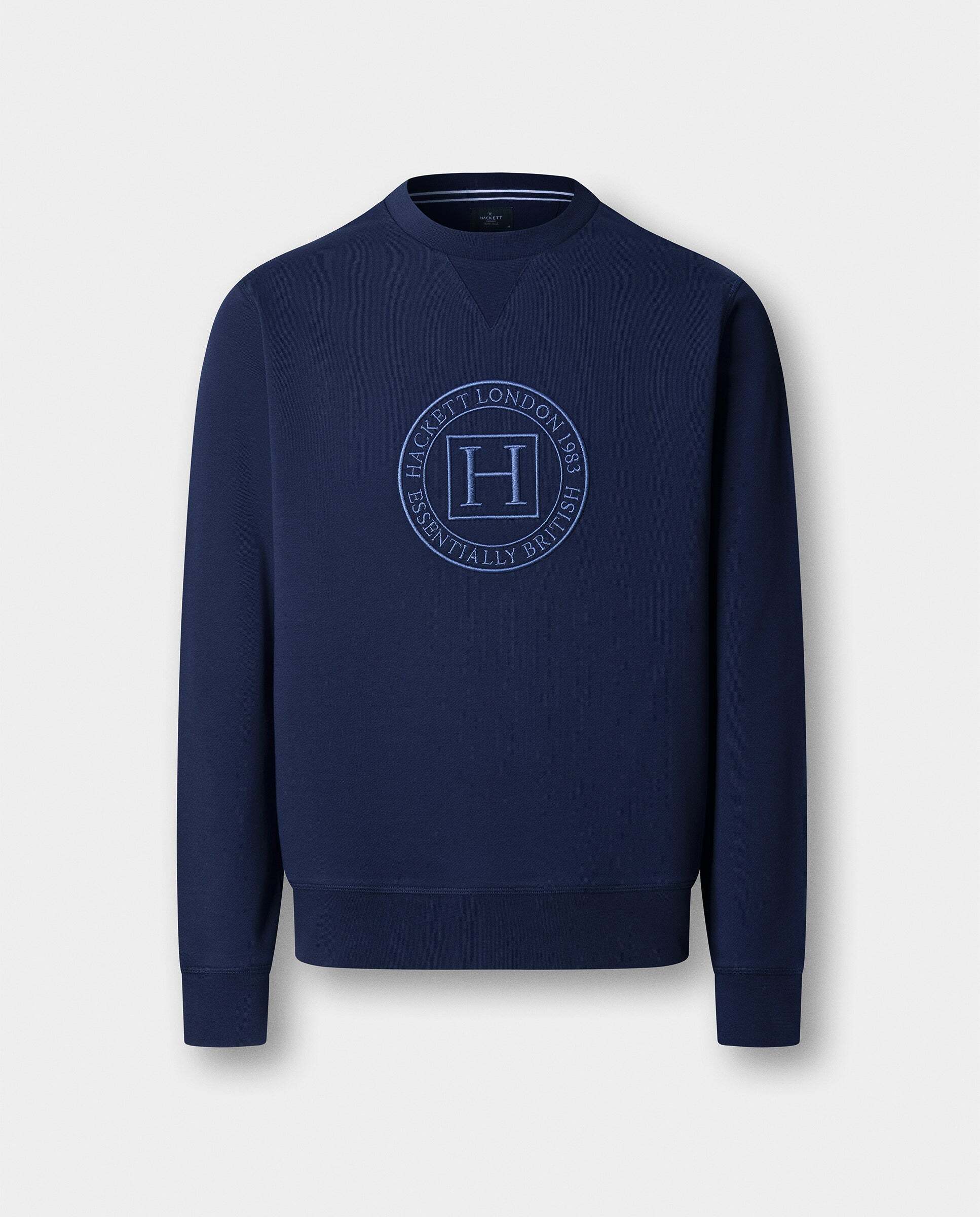 Sudadera de hombre cuello redondo con logo h - Hackett - Azul marino Azul marino-9