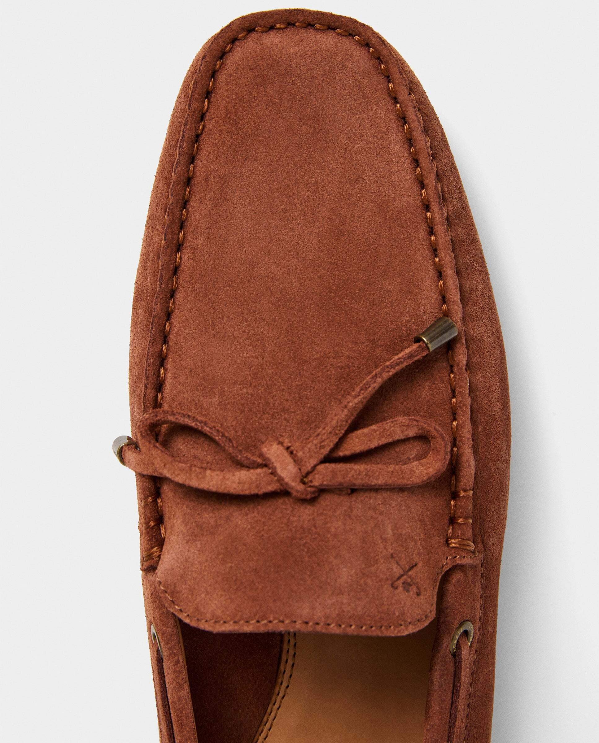 Mocasin tipo driver de hombre con cordones en nobuk Naranja