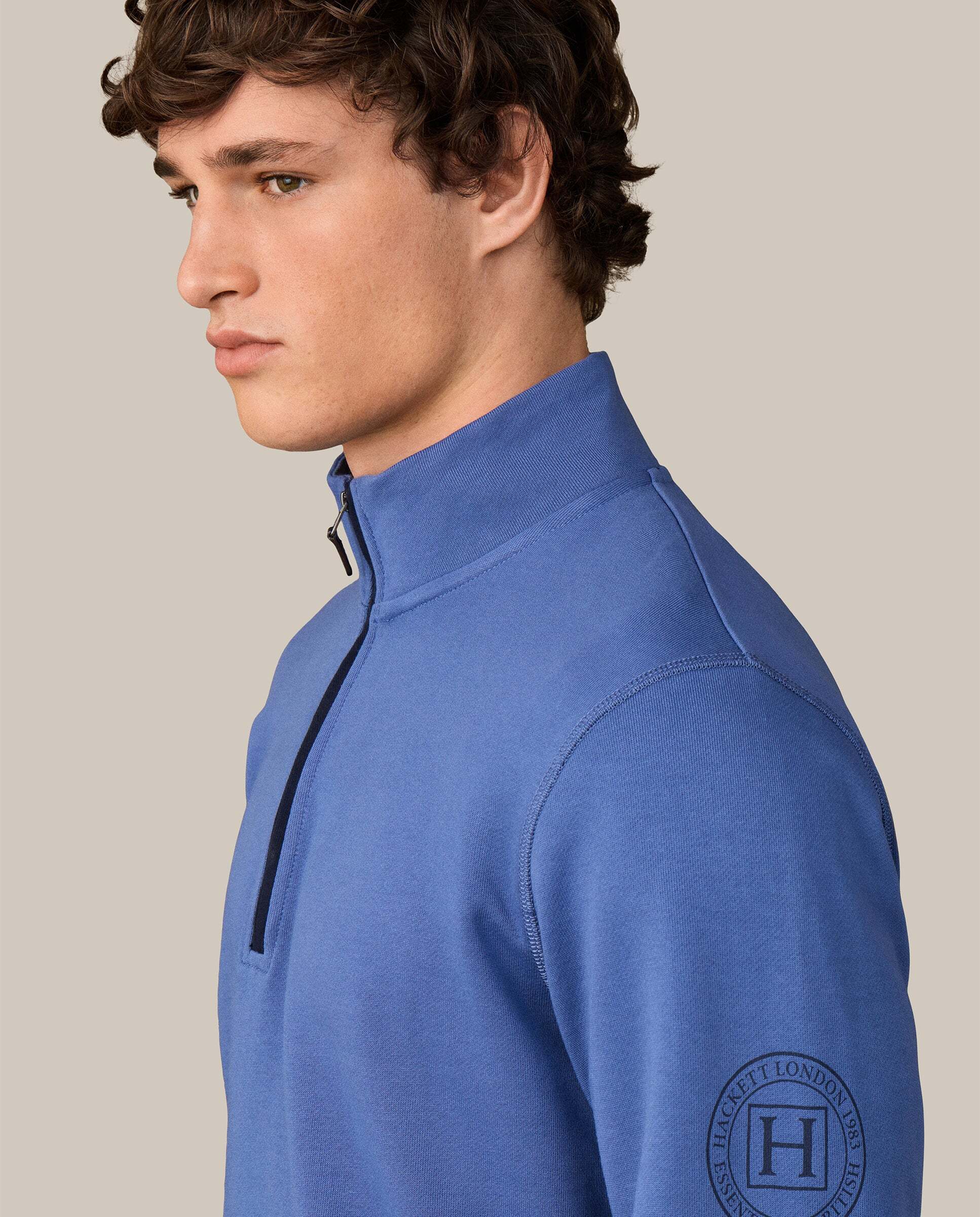 Sudadera de hombre con cremallera con logo h - Hackett - Azul Azul-4