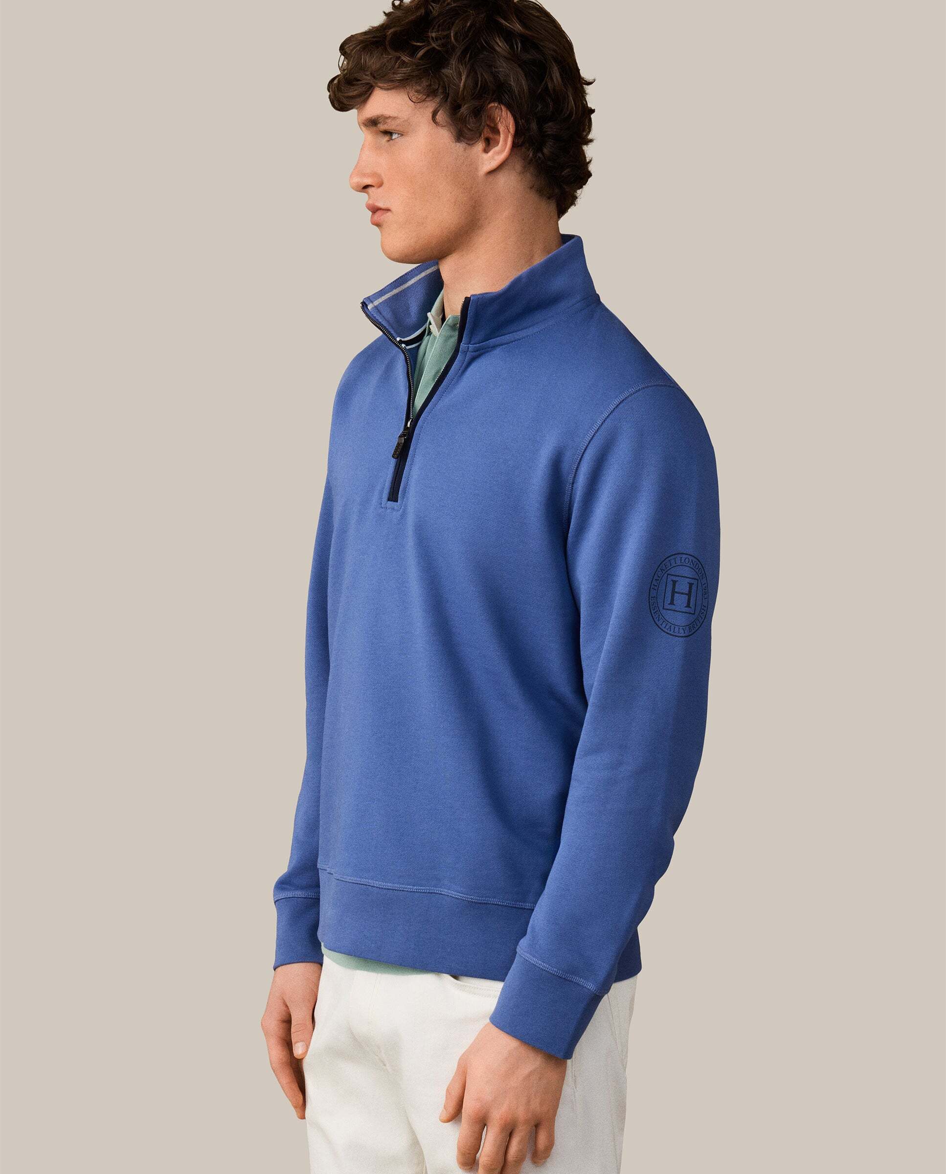 Sudadera de hombre con cremallera con logo h - Hackett - Azul Azul-7