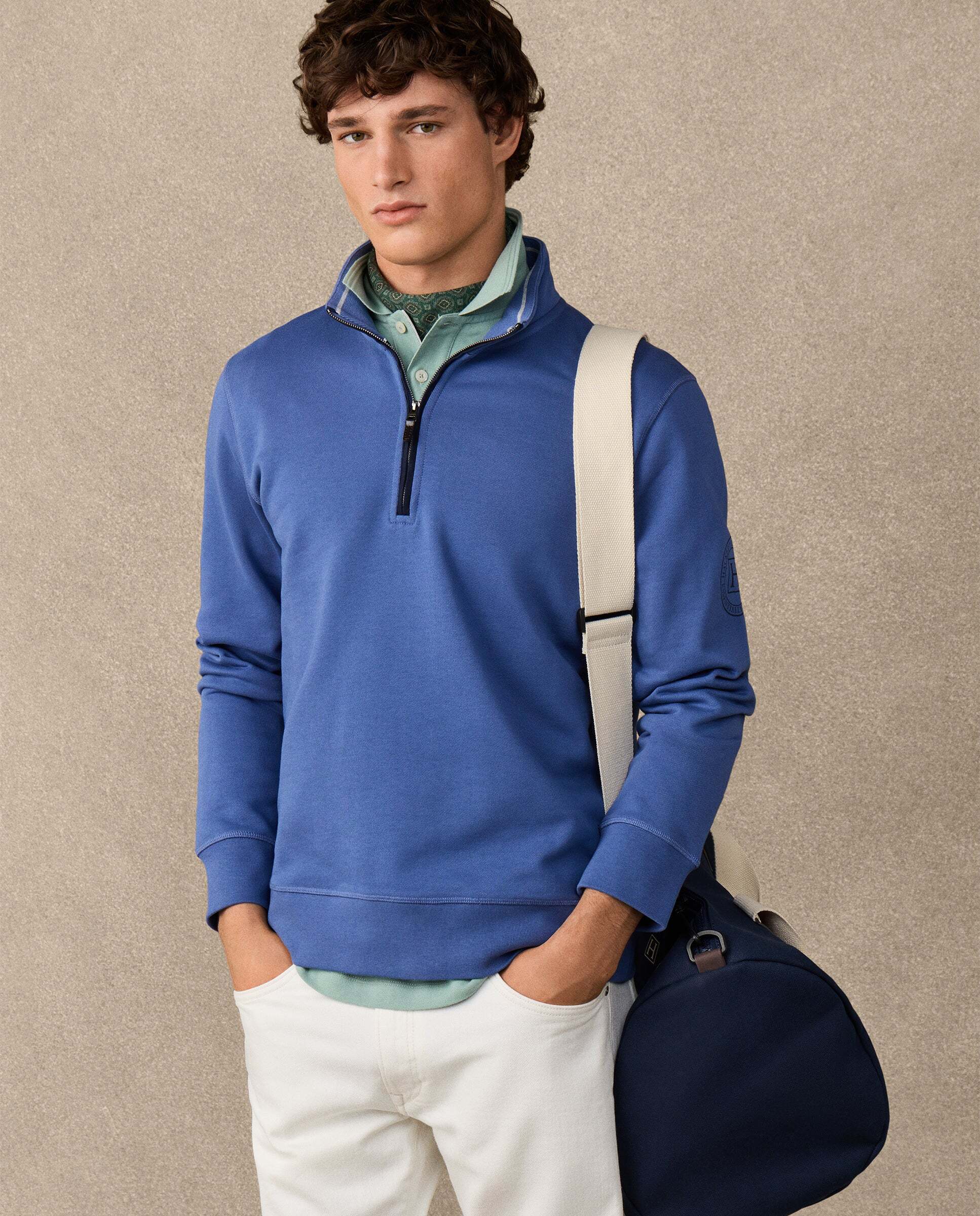 Sudadera de hombre con cremallera con logo h - Hackett - Azul Azul-8