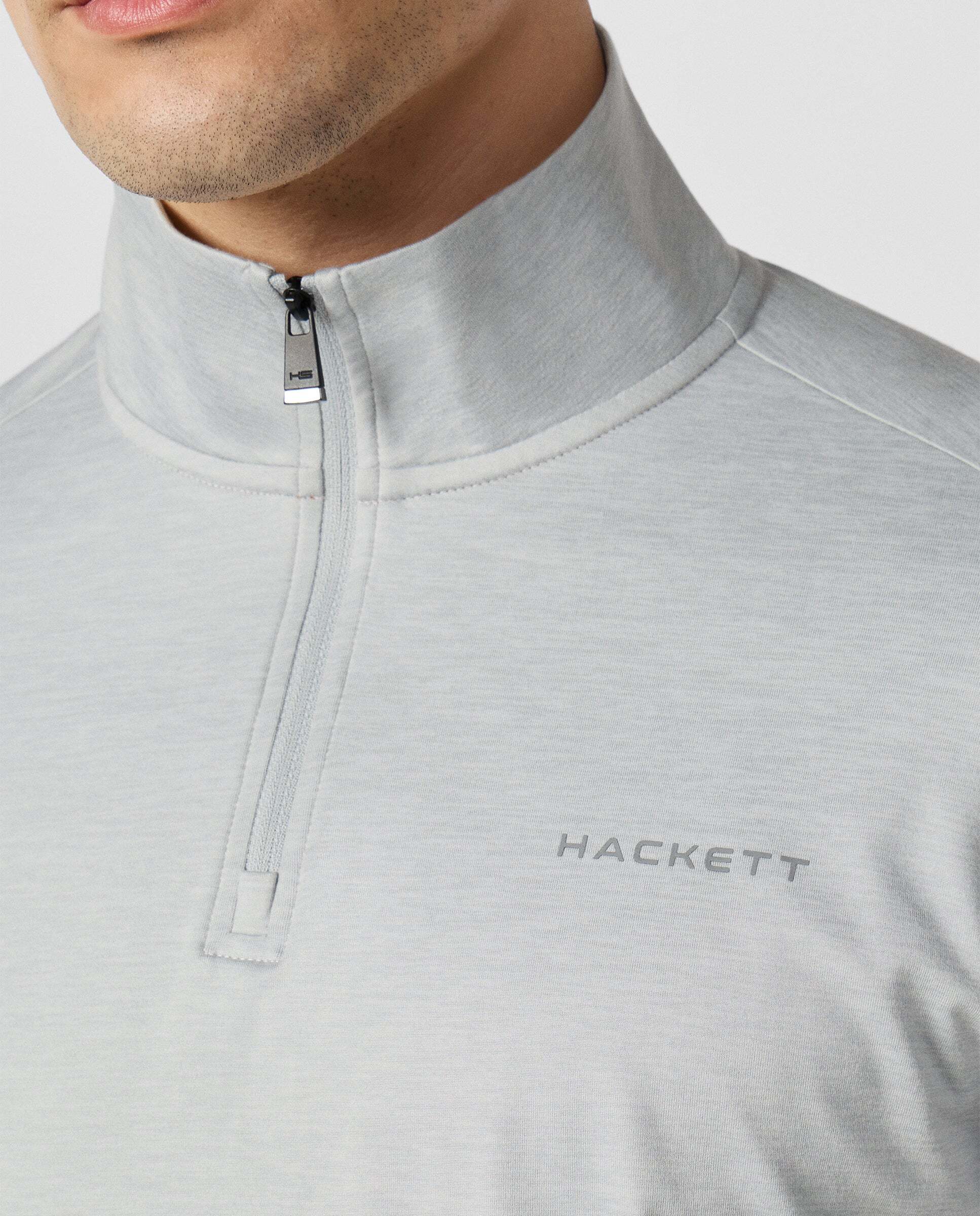 Sudadera fit slim con cremallera de un cuarto - Hackett - Gris Gris-5