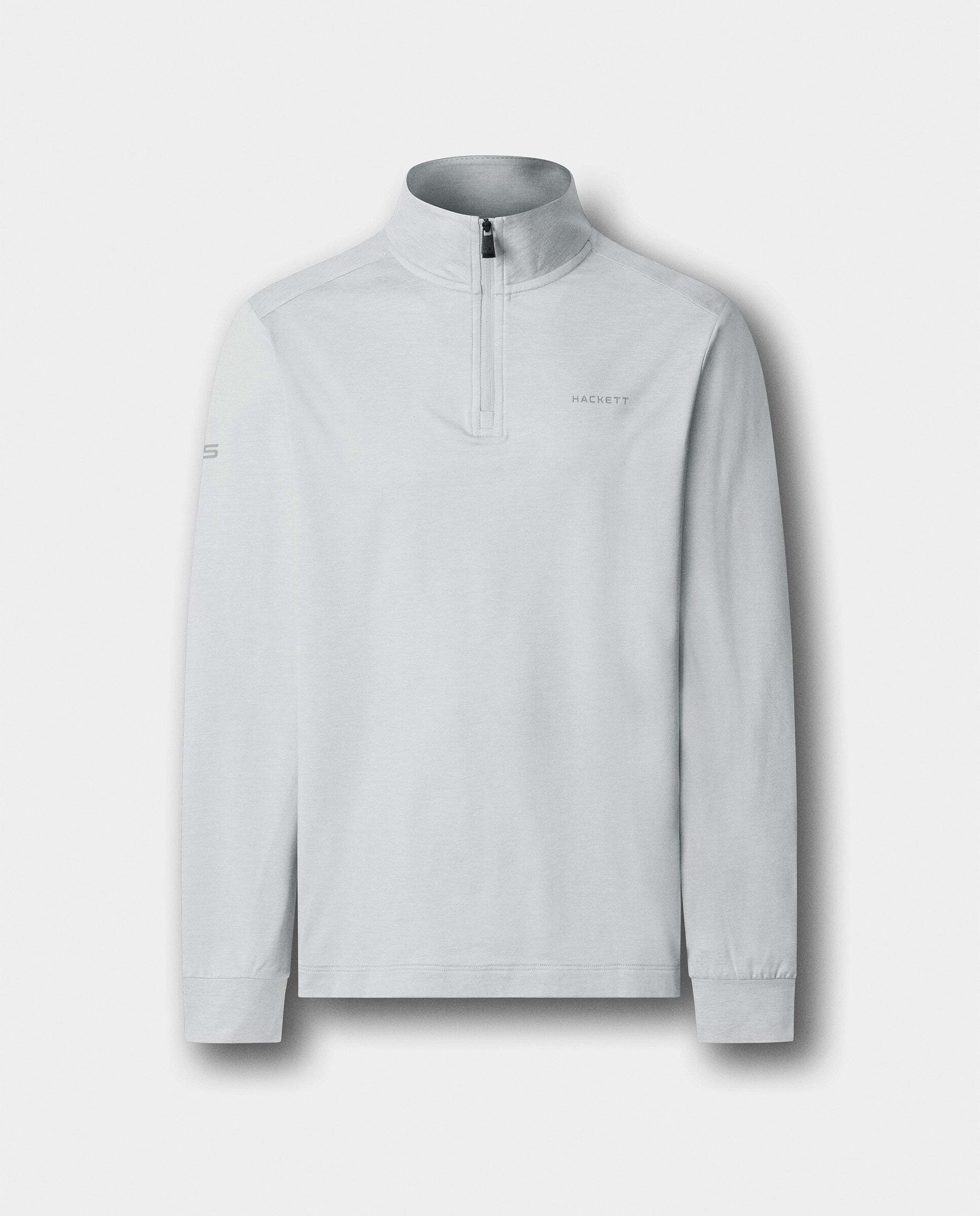 Sudadera fit slim con cremallera de un cuarto - Hackett - Gris Gris-9