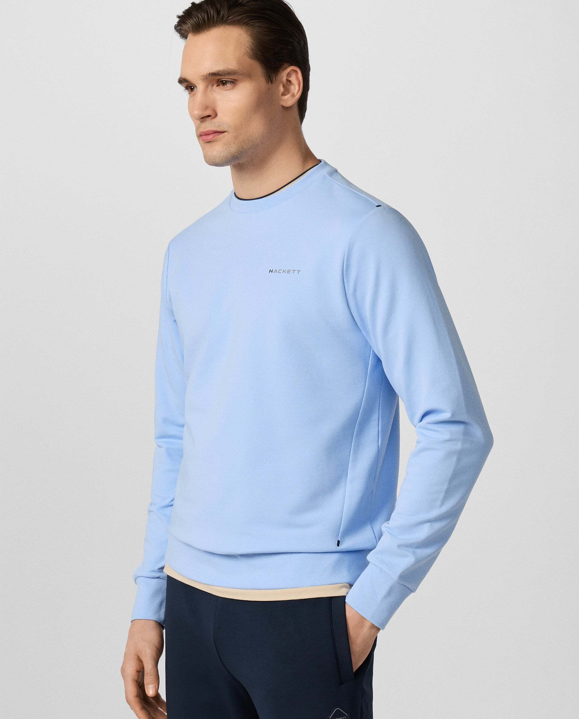 Sudadera de hombre cuello redondo con logo - Hackett - Azul Azul-6