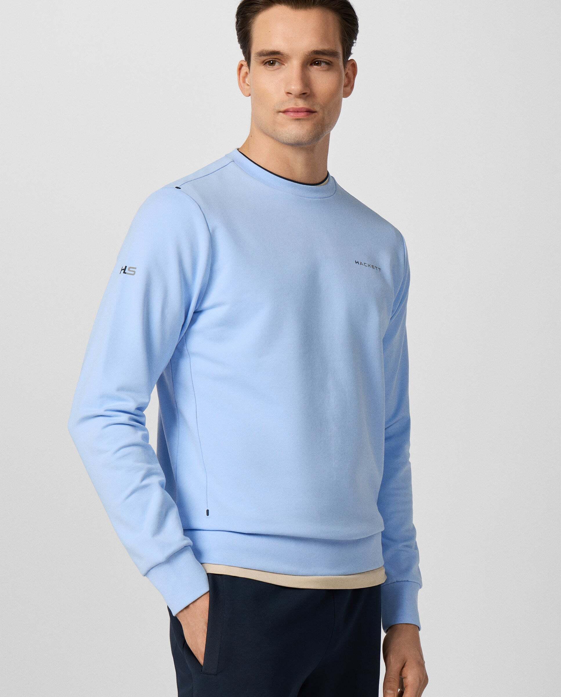 Sudadera de hombre cuello redondo con logo - Hackett - Azul Azul-7