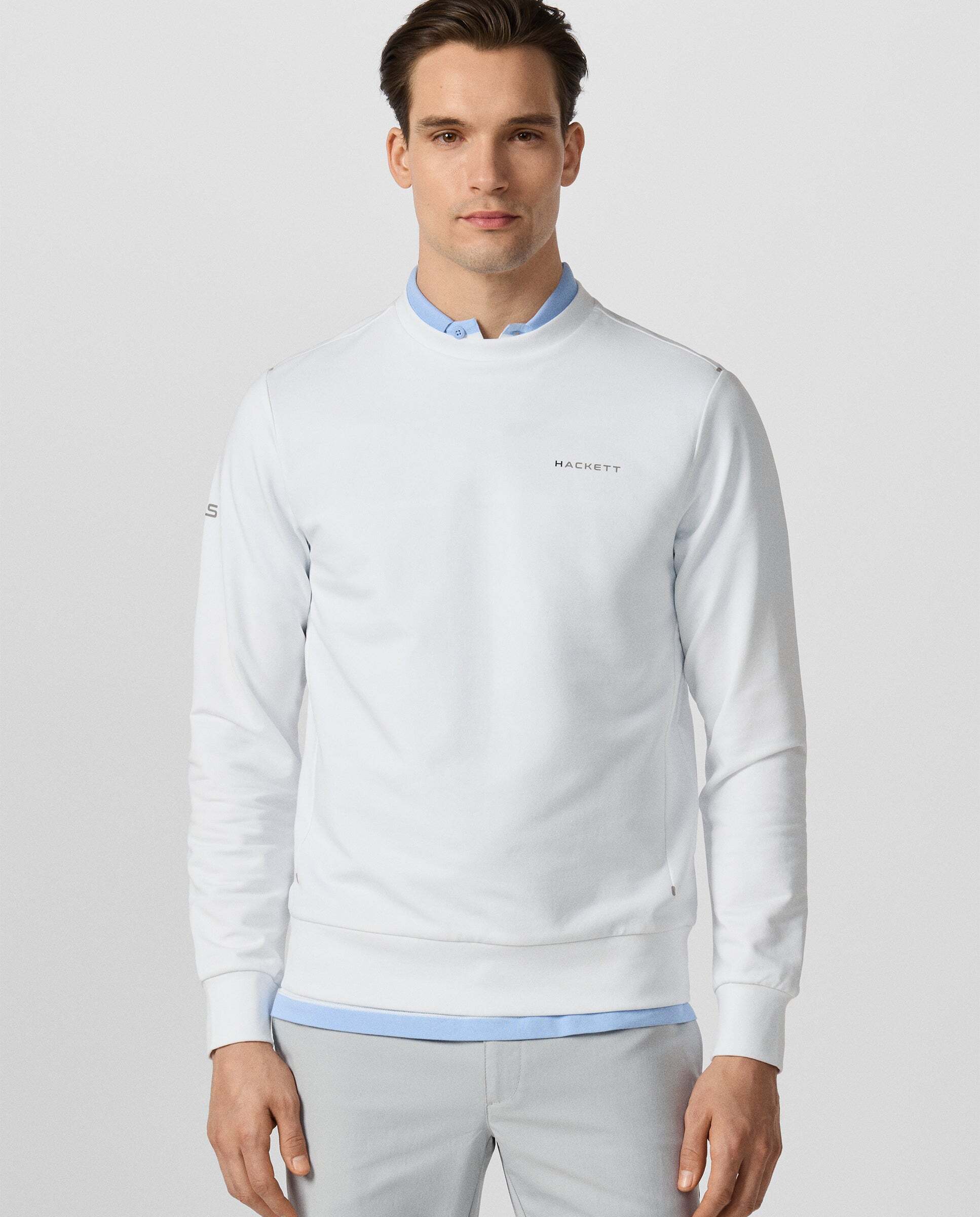 Sudadera de hombre cuello redondo con logo - Hackett - Blanco Blanco-1