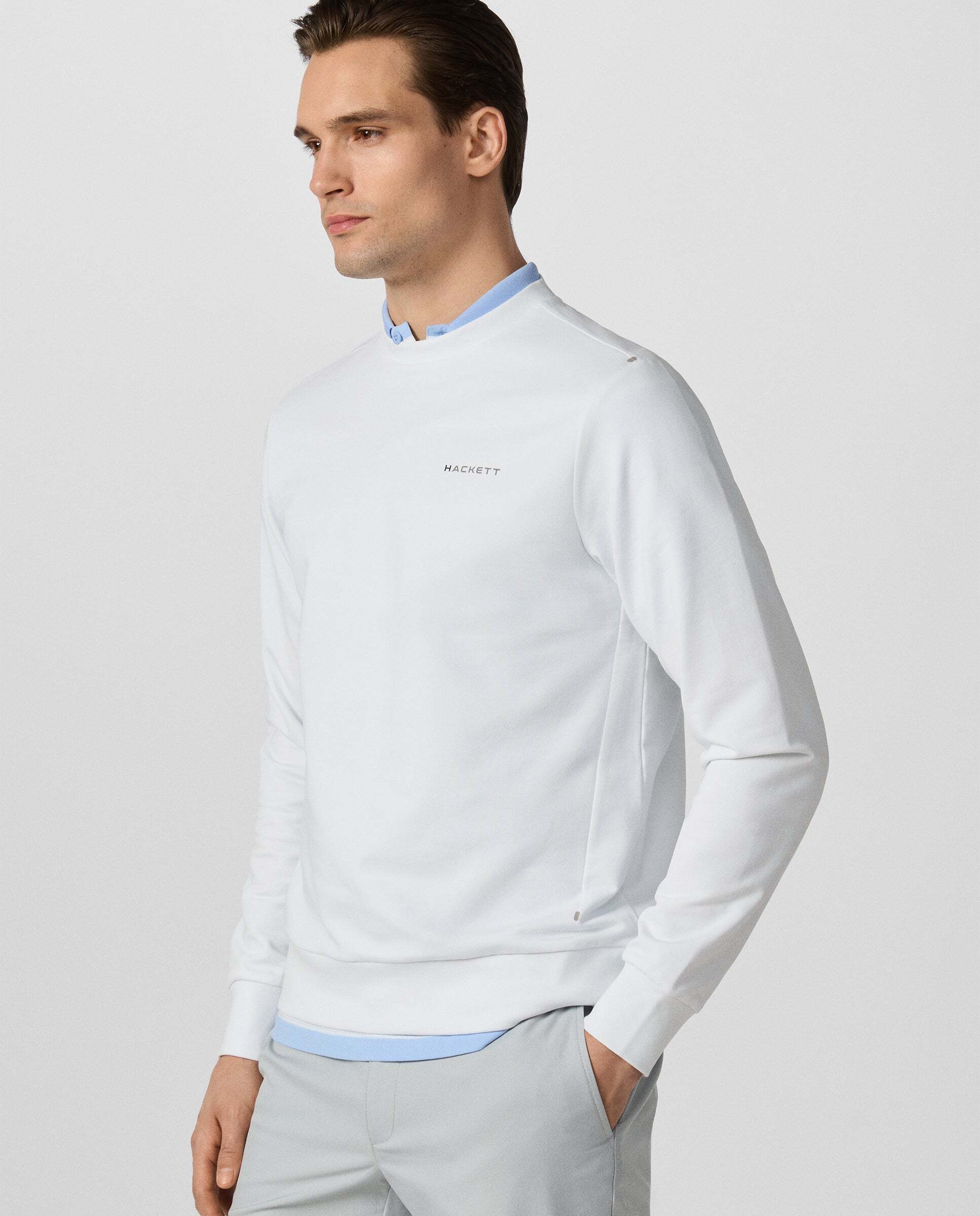 Sudadera de hombre cuello redondo con logo - Hackett - Blanco Blanco-6