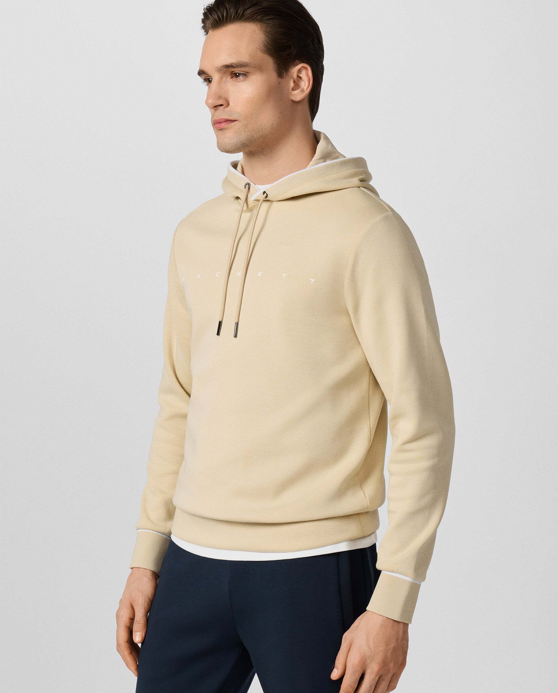 Sudadera de hombre con capucha club - Hackett - Natural Natural-8