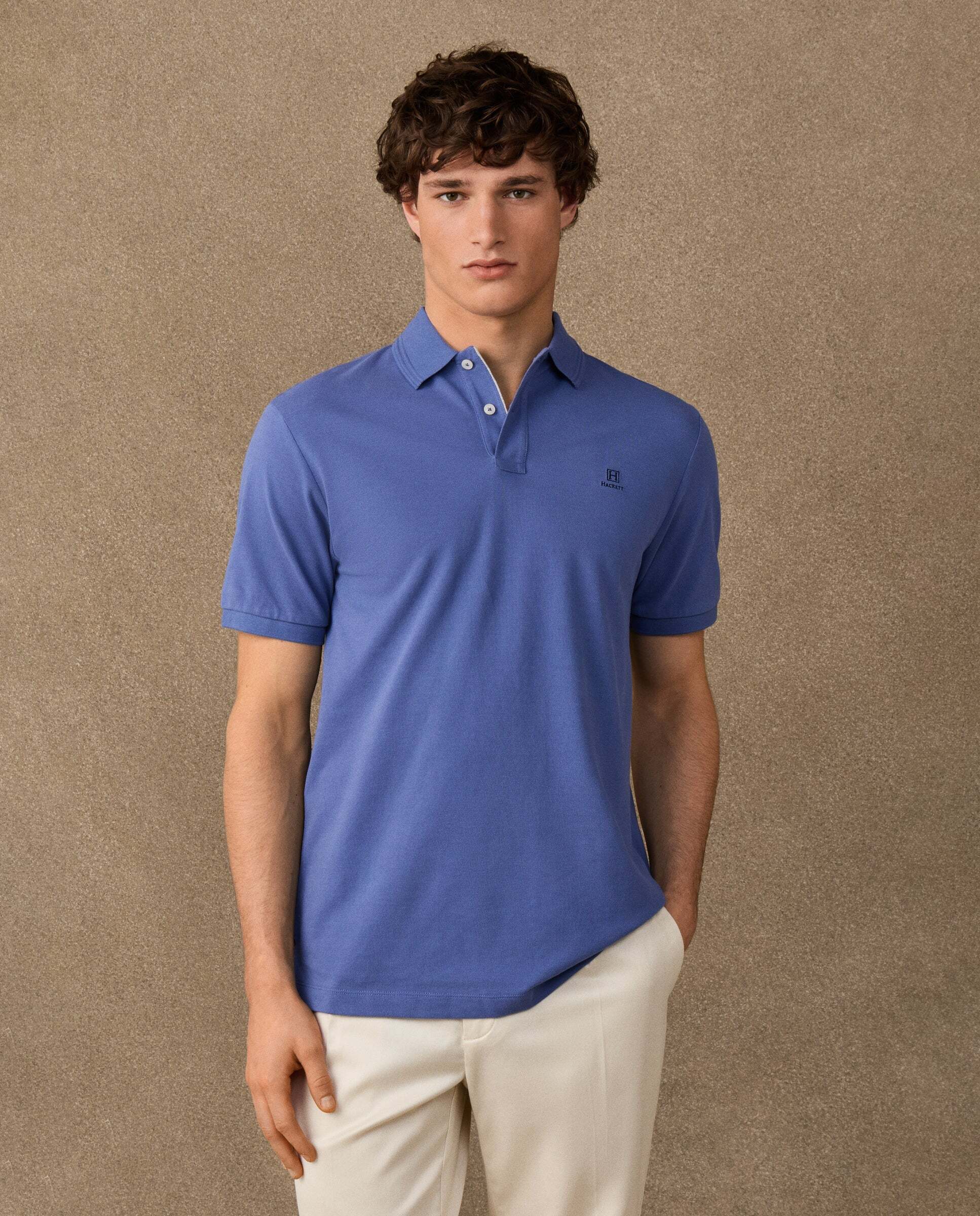 Polo de hombre de manga corta con ribete fit clásico - Hackett - Azul Azul-1