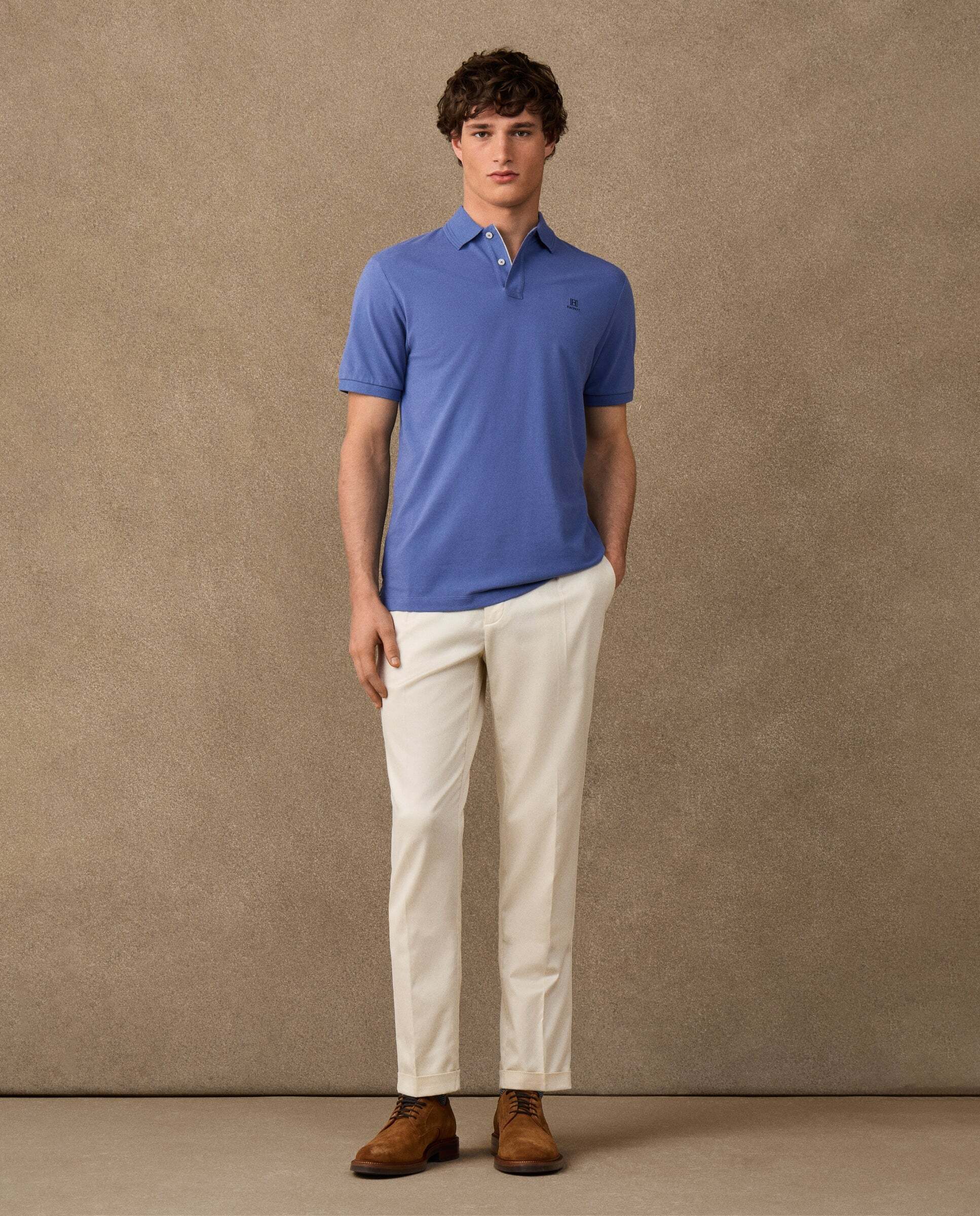 Polo de hombre de manga corta con ribete fit clásico - Hackett - Azul Azul-2