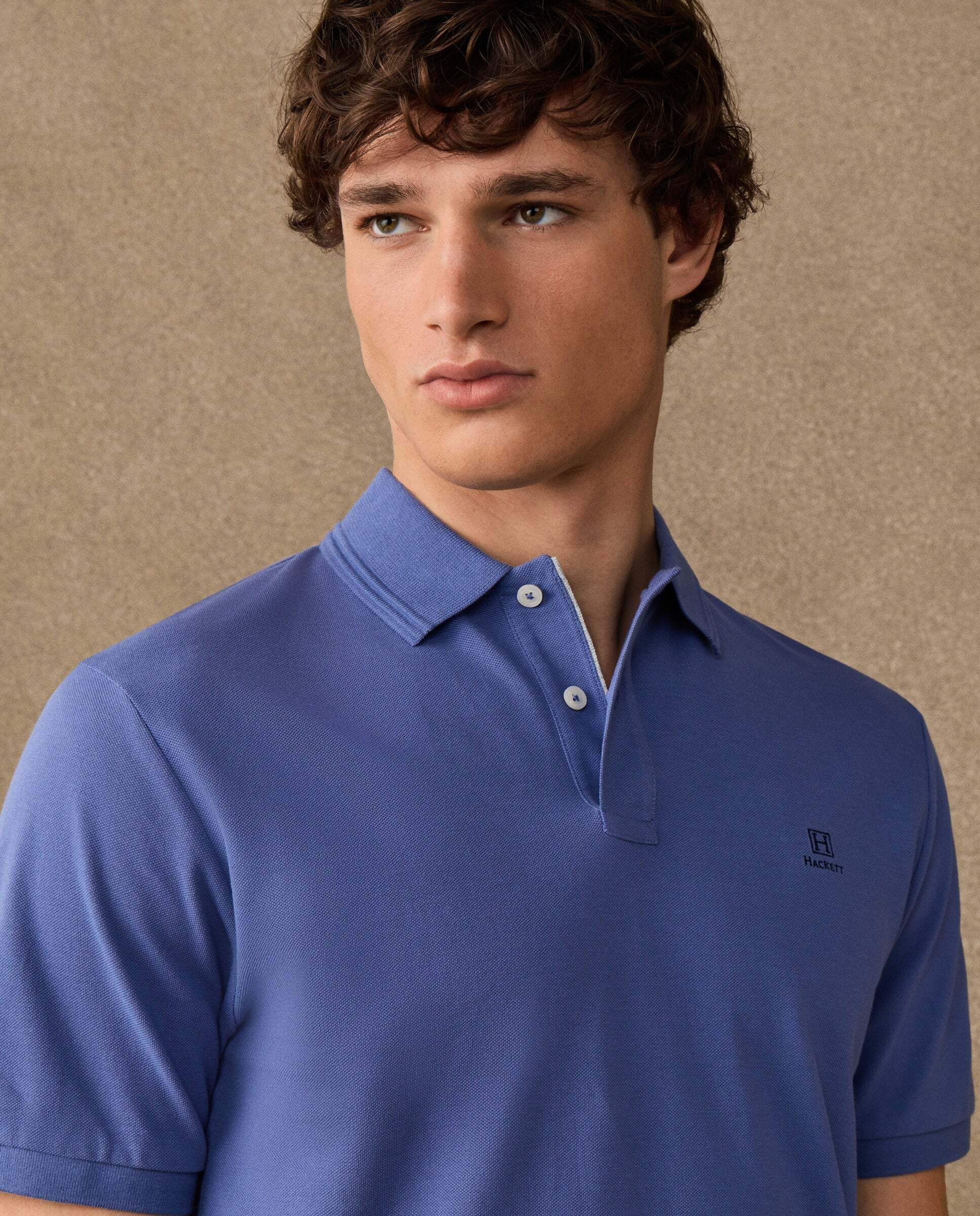 Polo de hombre de manga corta con ribete fit clásico - Hackett - Azul Azul-4