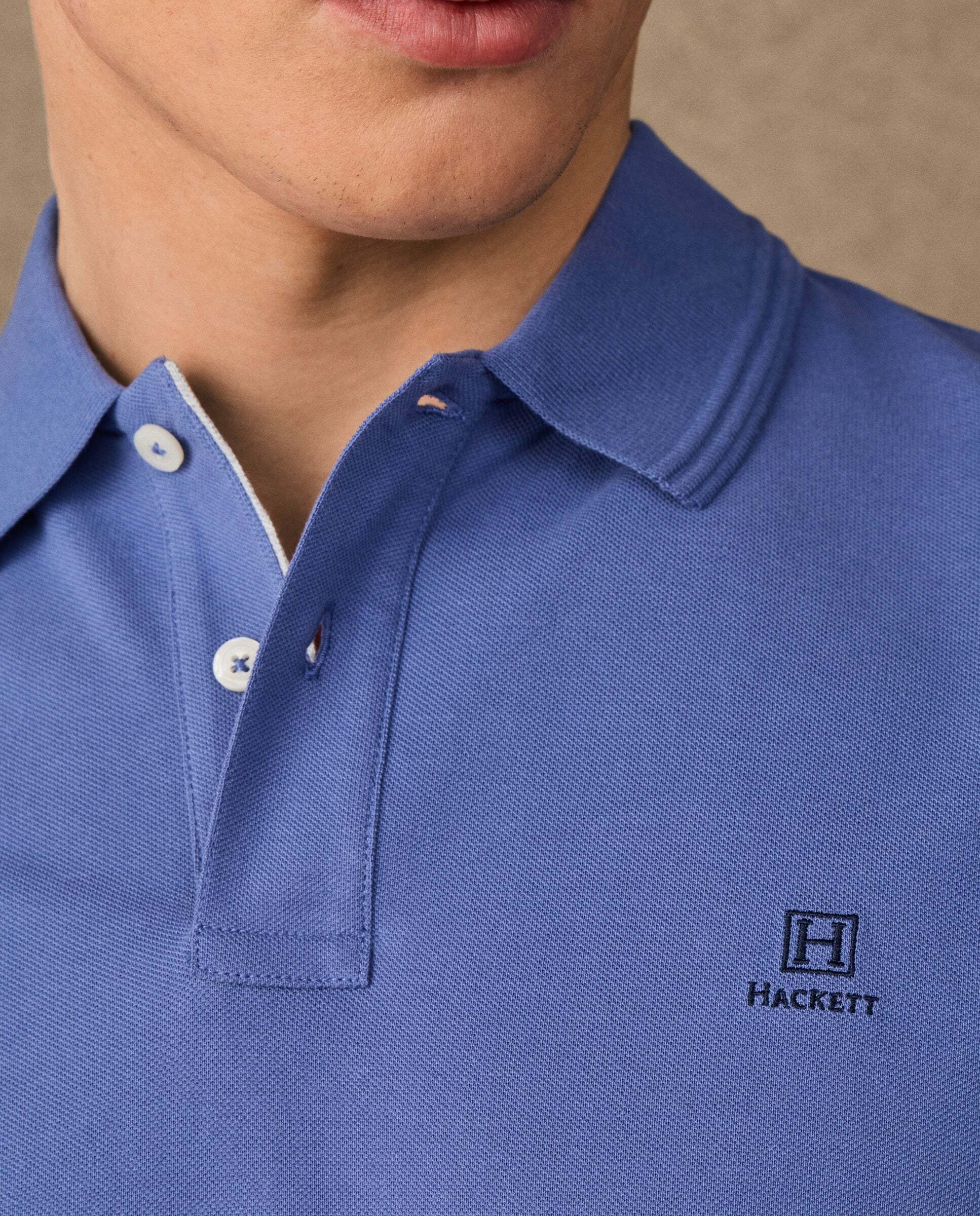 Polo de hombre de manga corta con ribete fit clásico - Hackett - Azul Azul-5
